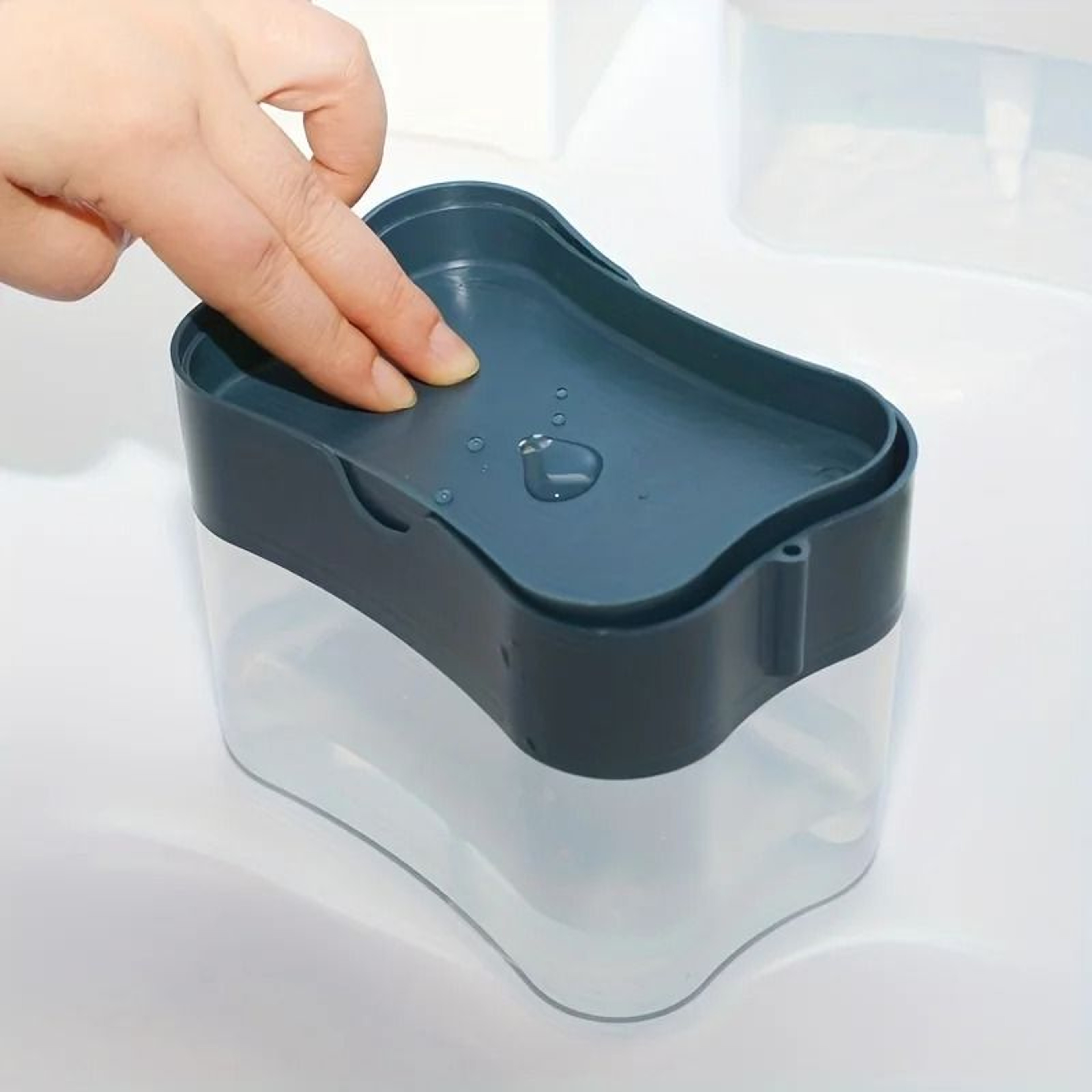 2in1 Kitchen Dish Soap Dispenser Pump  Sponge Caddy Holder 3