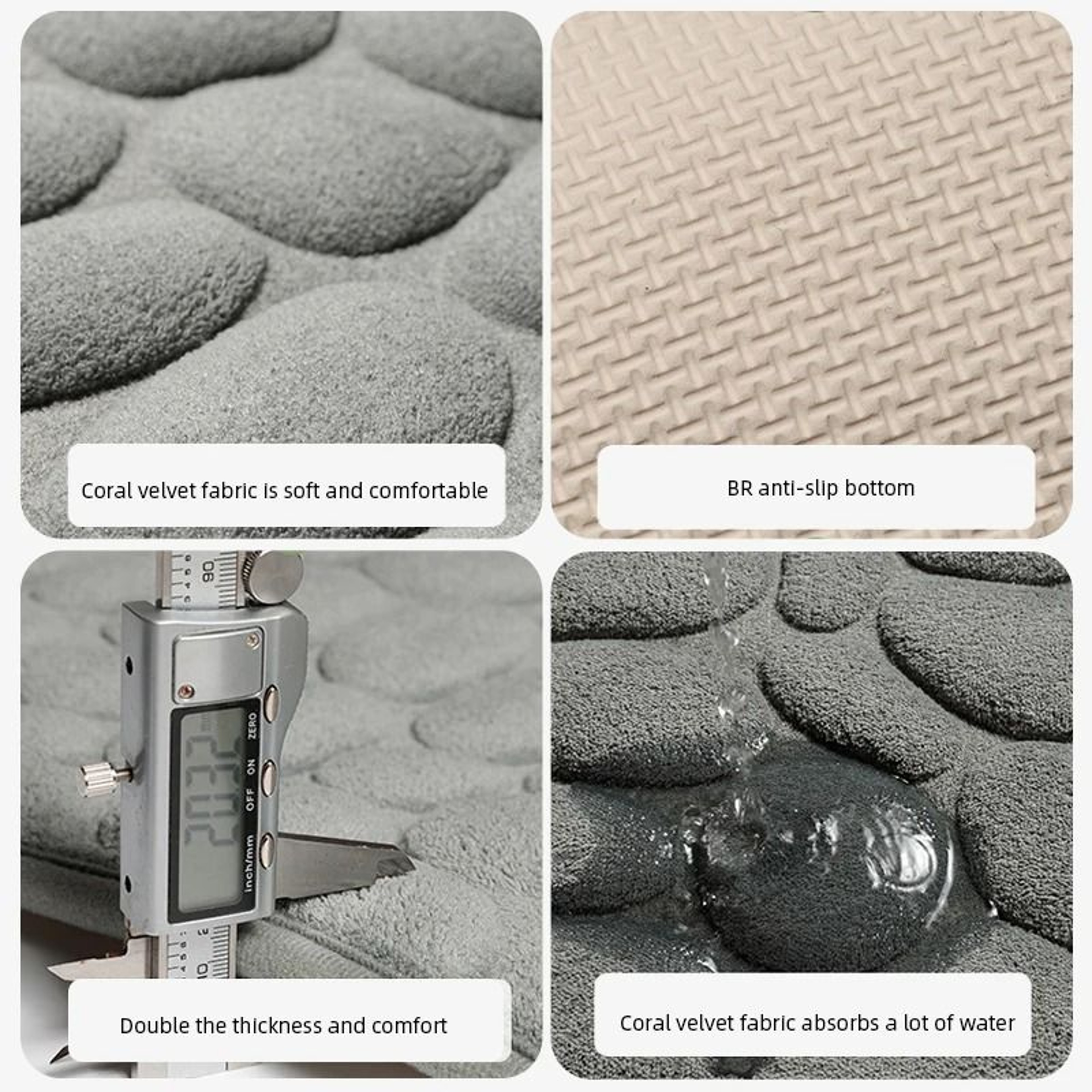 Thickened Memory Foam Coral Fleece Absorbent Bathroom Mat 40cm X 60cm 3