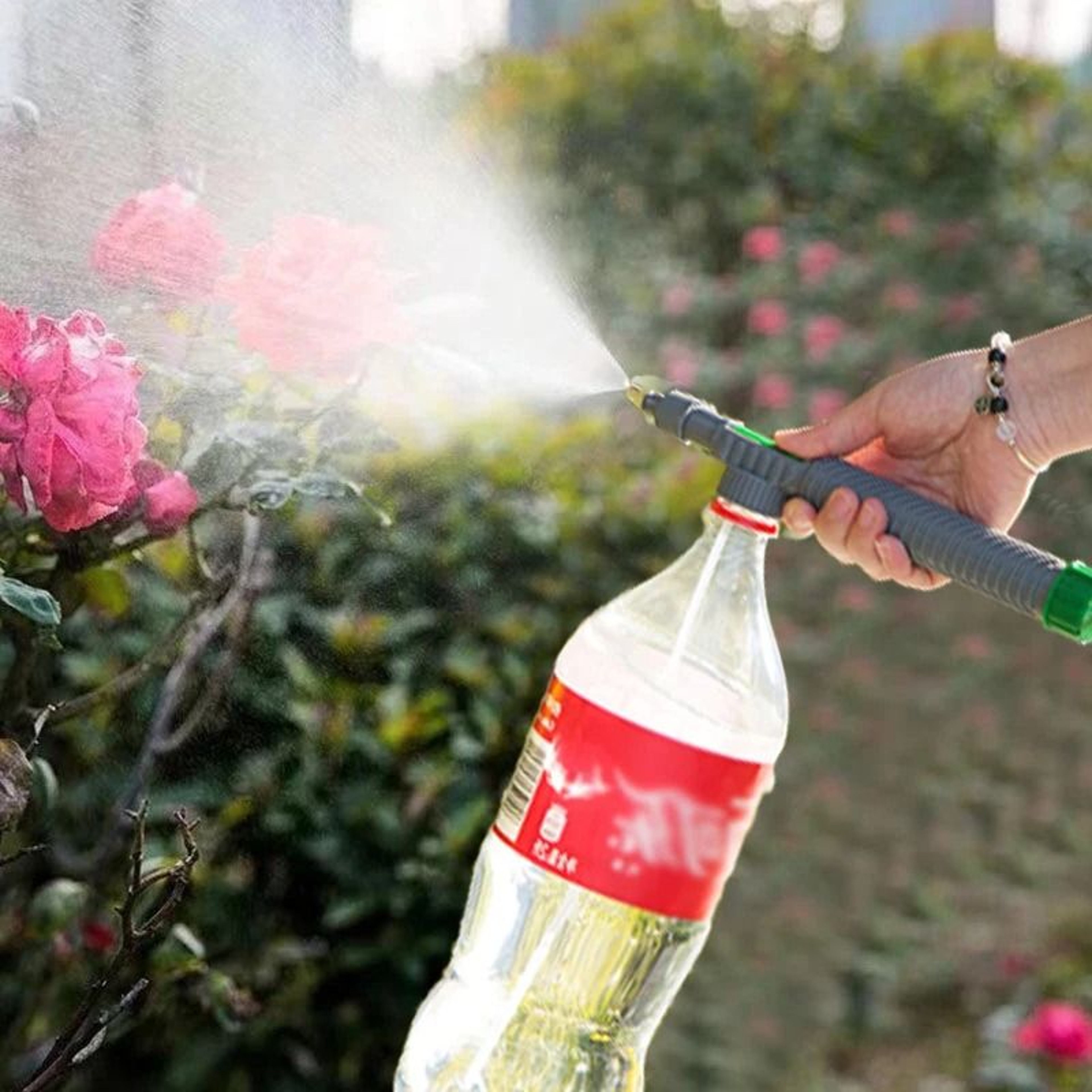 HighPressure Beverage Bottle Spray Nozzle  Adjustable Gardening Watering Attachment 0