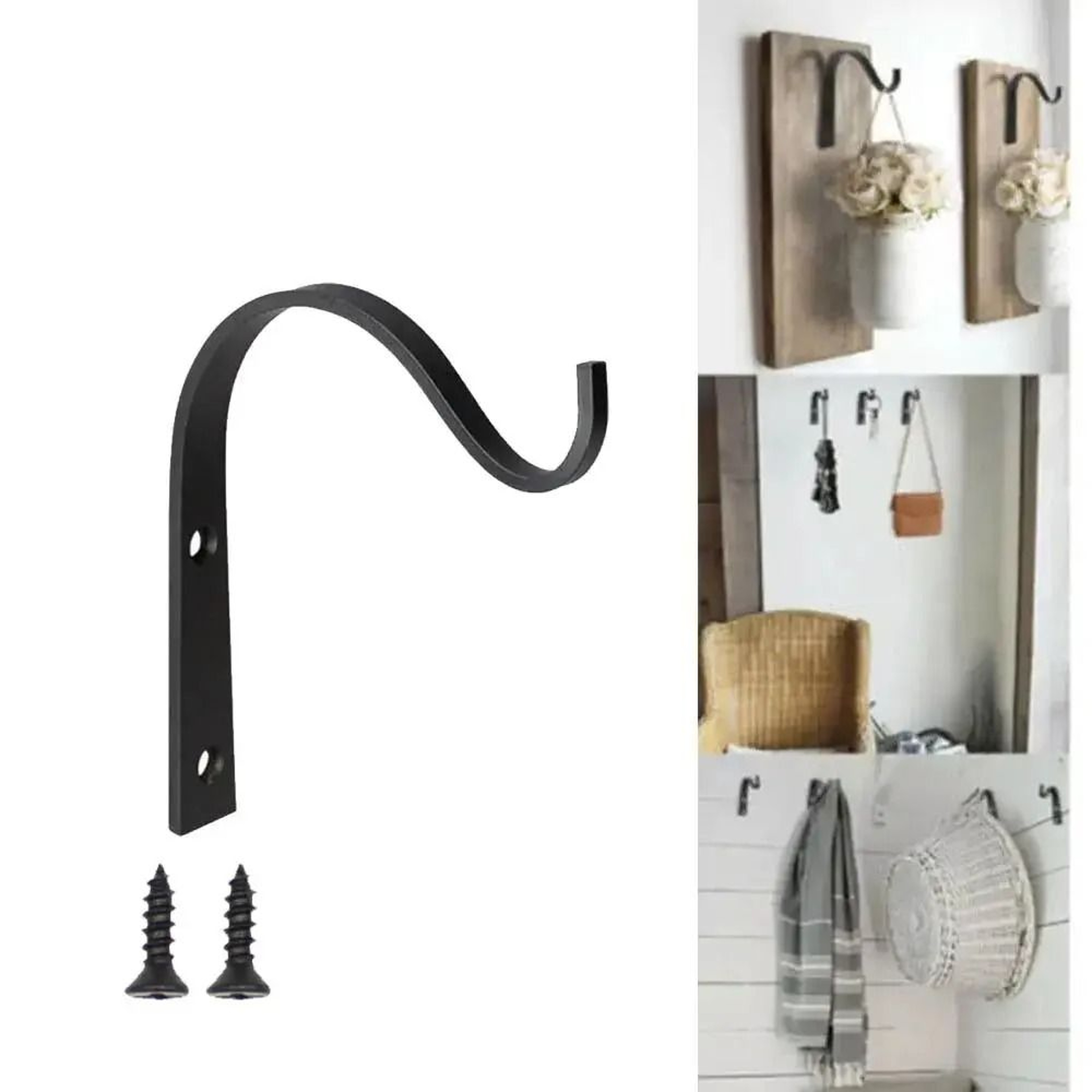 Vintage HeavyDuty Metal JHooks  Decorative Wall Mounted Hanger Set 0