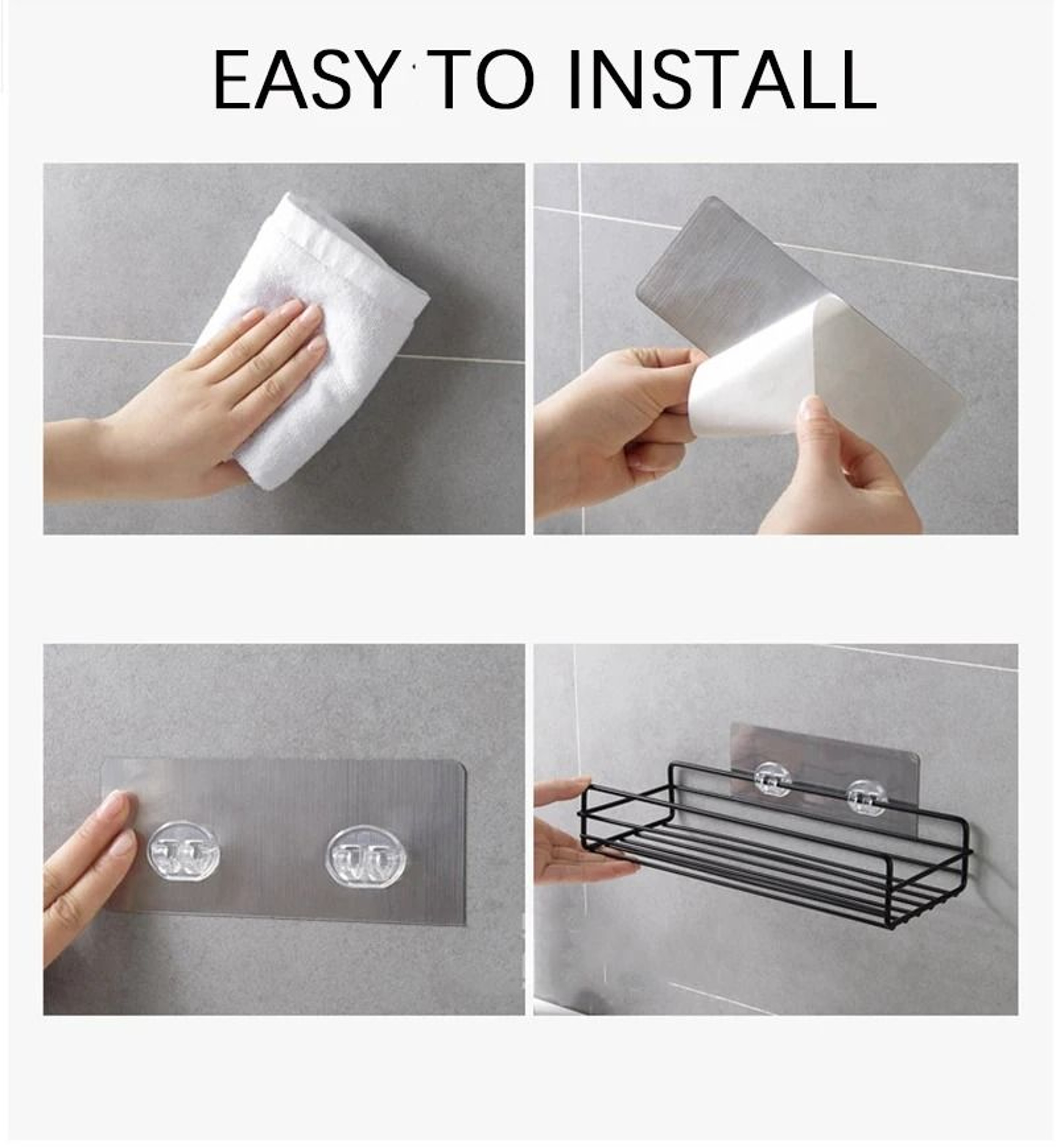 PunchFree Iron Corner Bathroom Storage Rack  HeavyDuty Wall Caddy 5