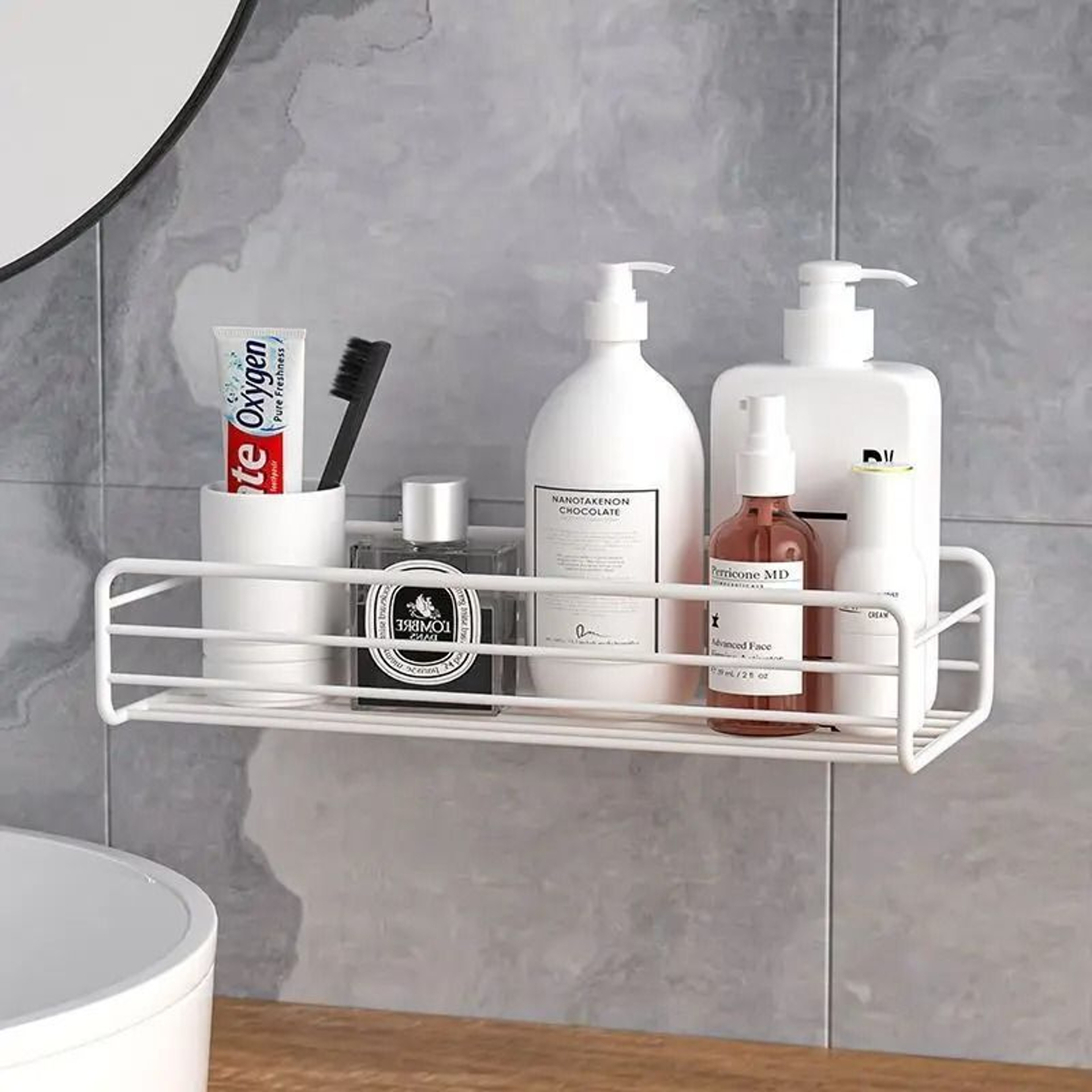 PunchFree Iron Corner Bathroom Storage Rack  HeavyDuty Wall Caddy 8