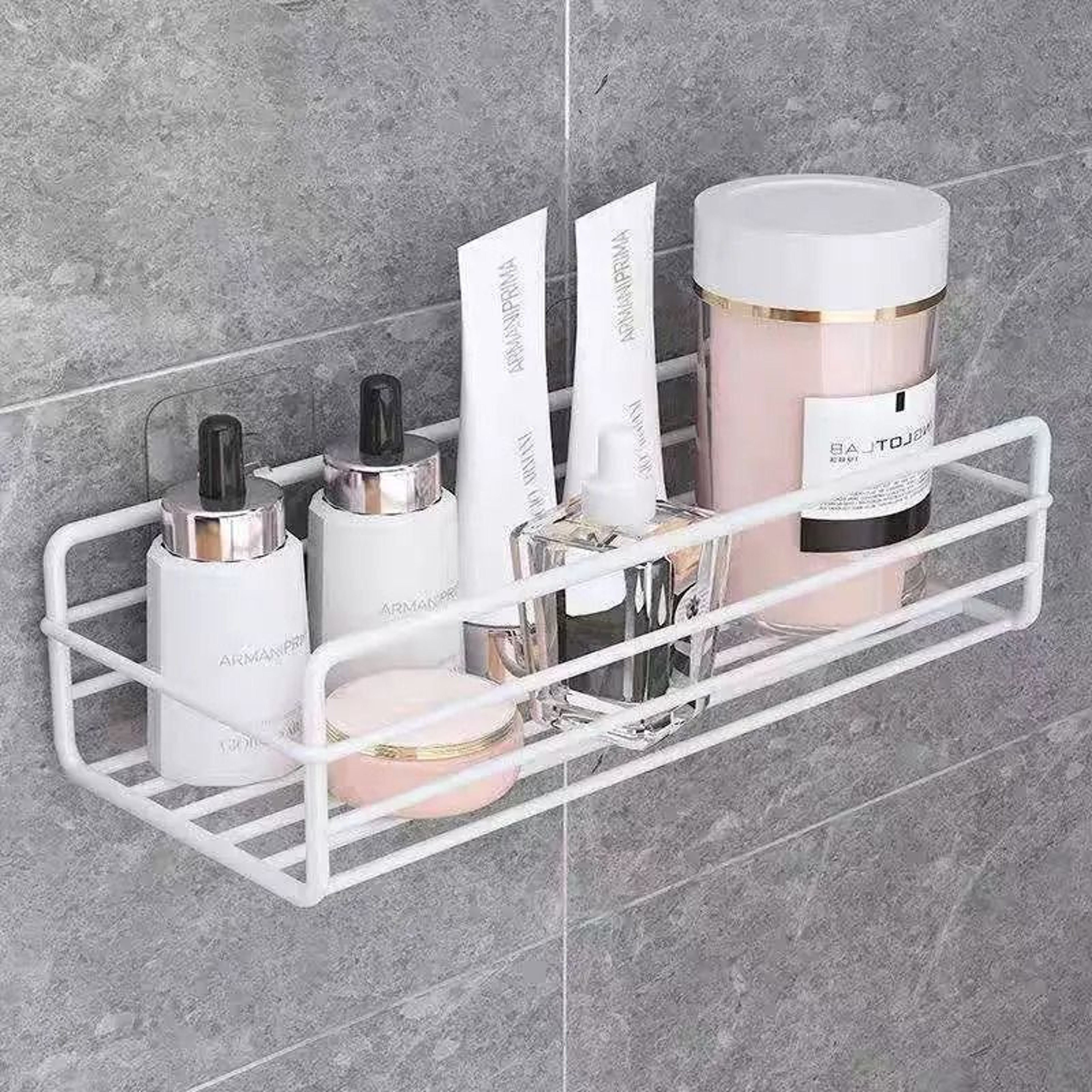 NoDrill WallMounted Black Iron Bathroom  Kitchen Corner Storage Rack 1