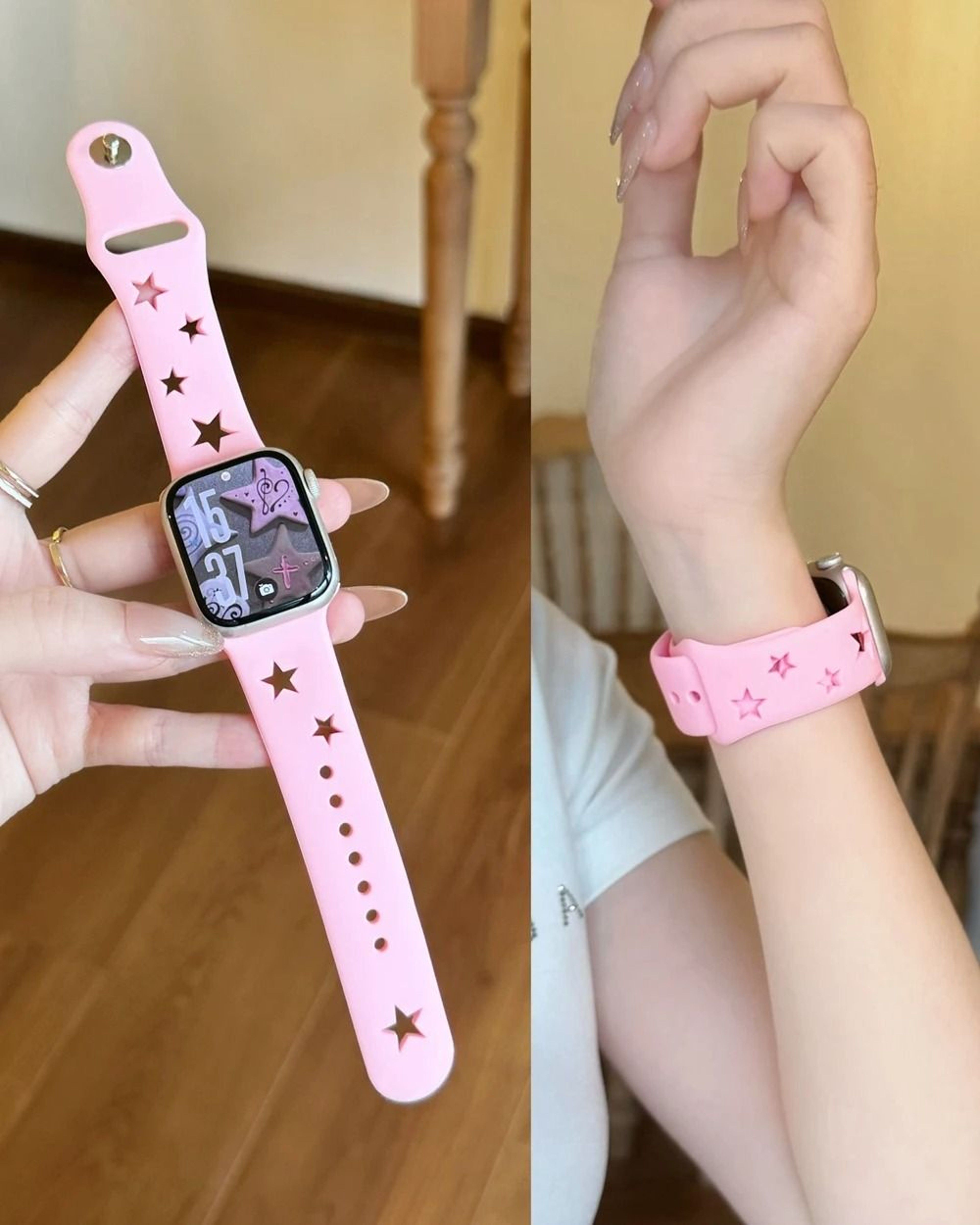 Star Pattern Silicone Strap For Apple Watch Band 38mm  49mm Ultra  Series 110 4