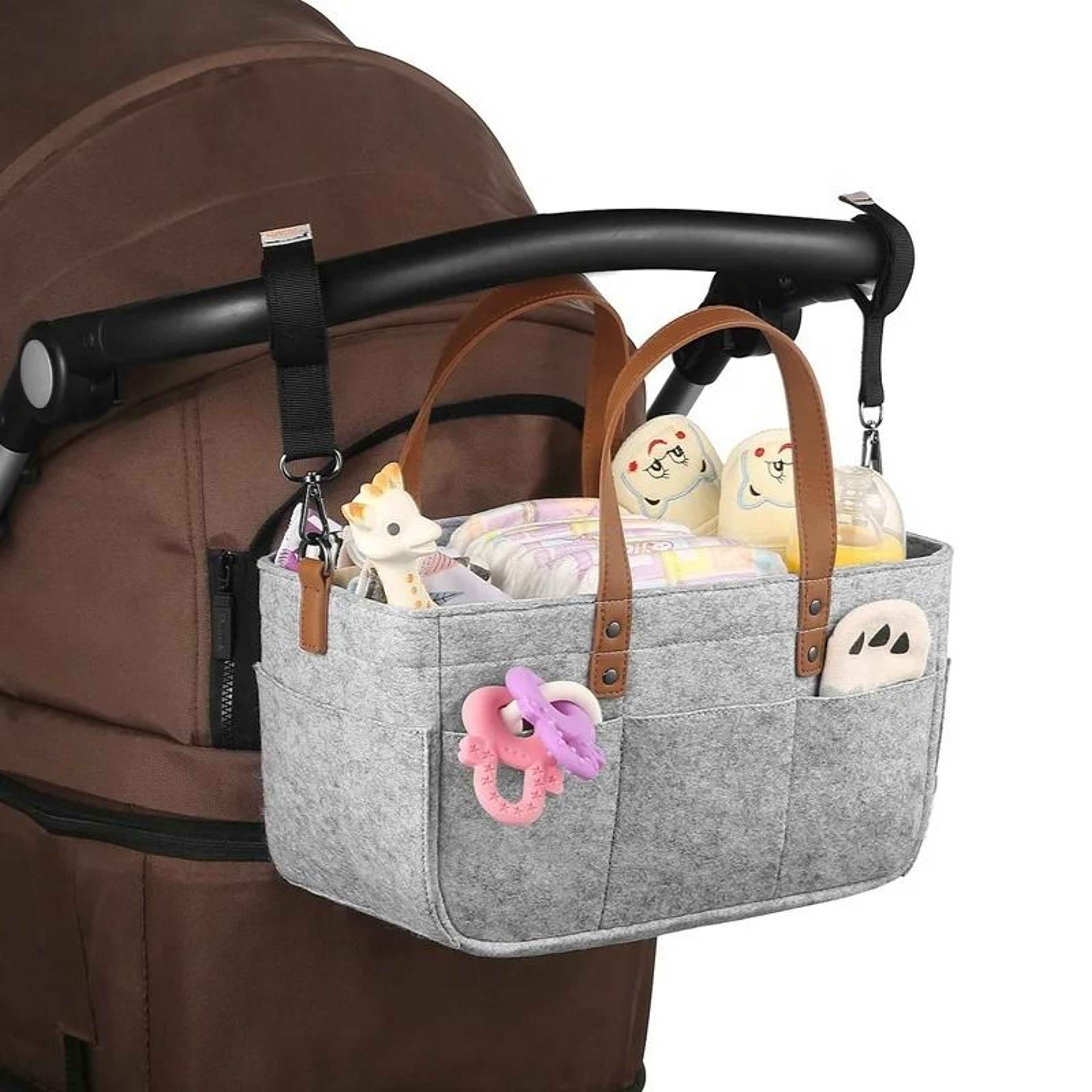 MultiFunctional Portable Baby Diaper Caddy Organizer  Nursery Felt Storage Bin 1