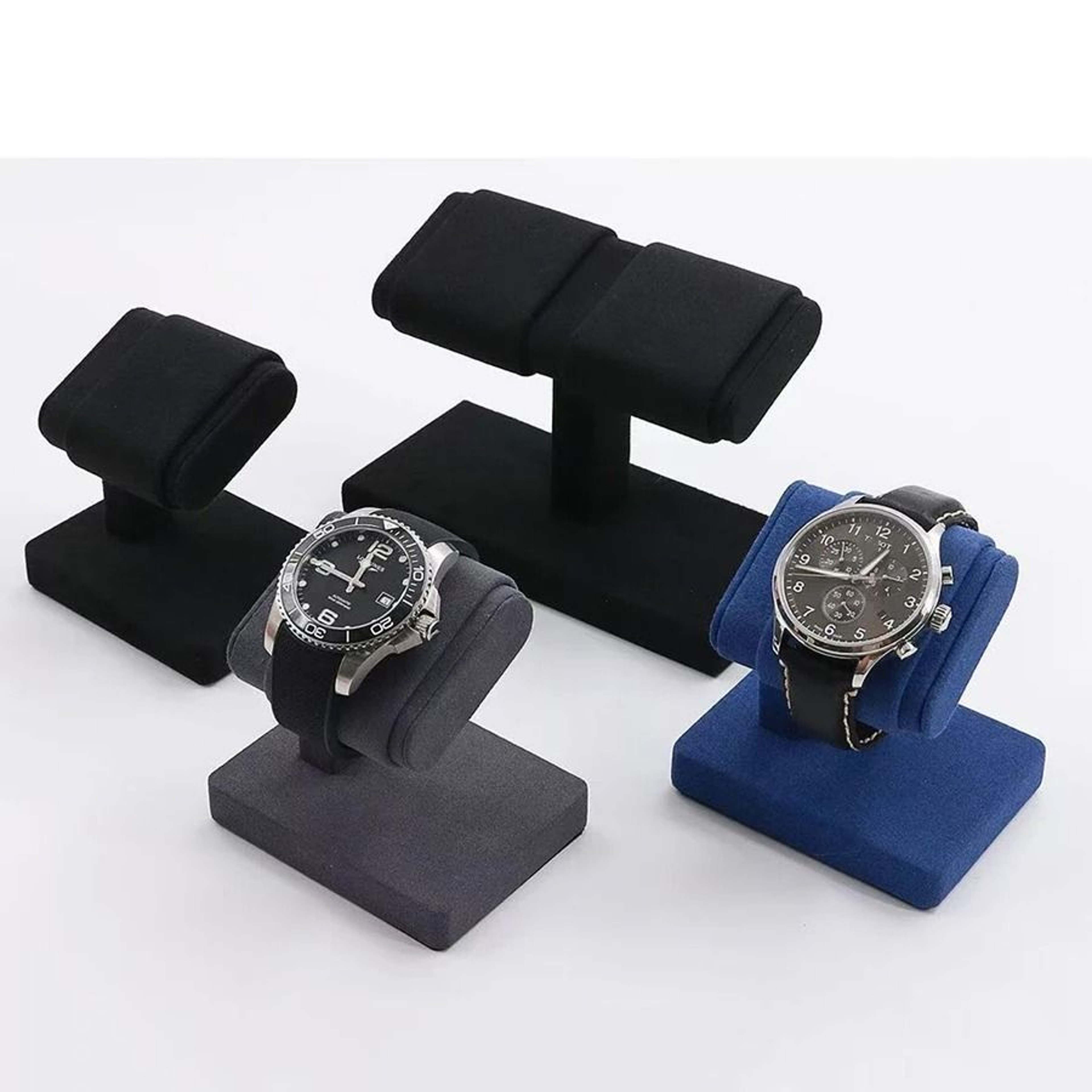 Black Velvet Watch Display Stand  AntiScratch Single  Dual Watch Holder Organizer 4
