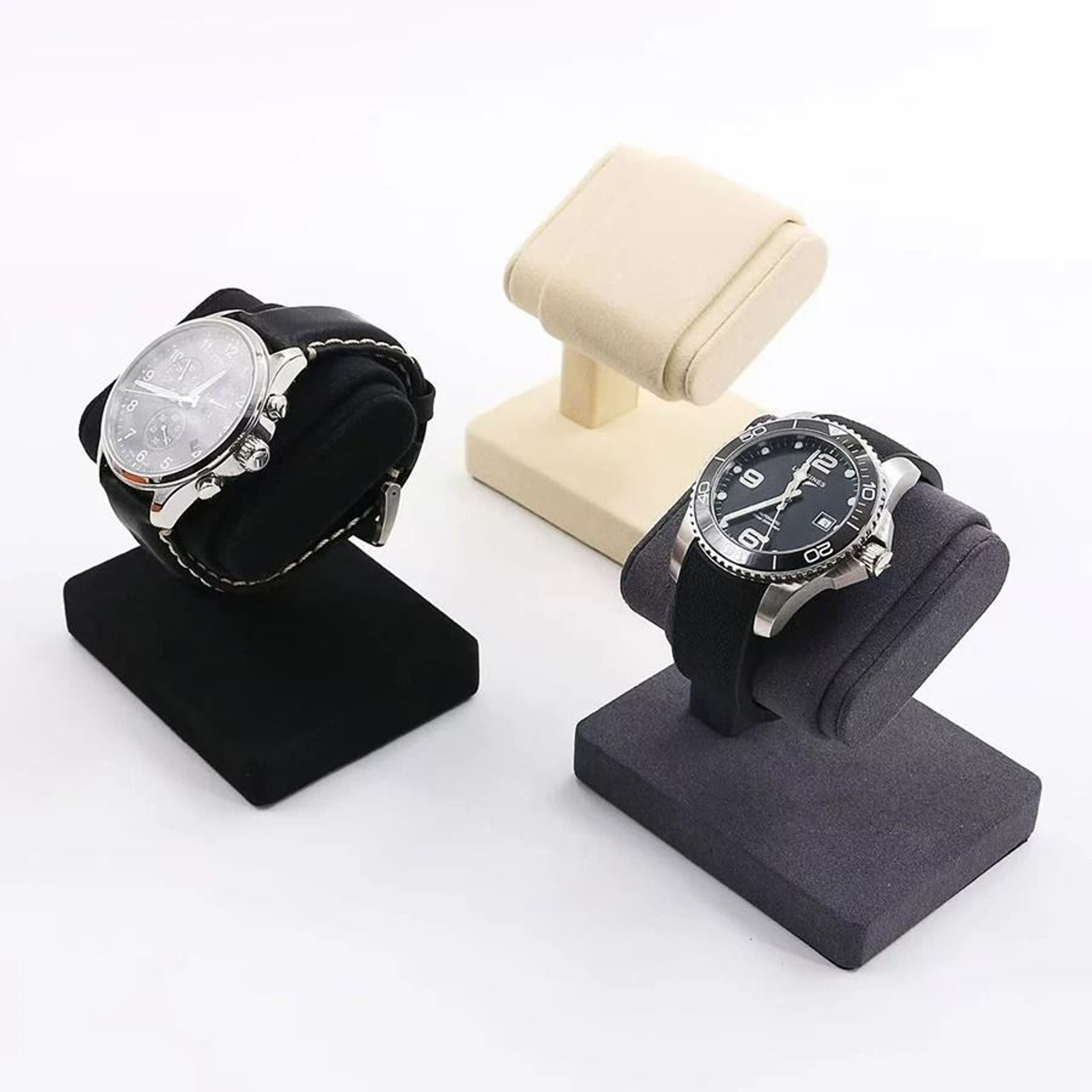 Black Velvet Watch Display Stand  AntiScratch Single  Dual Watch Holder Organizer 2