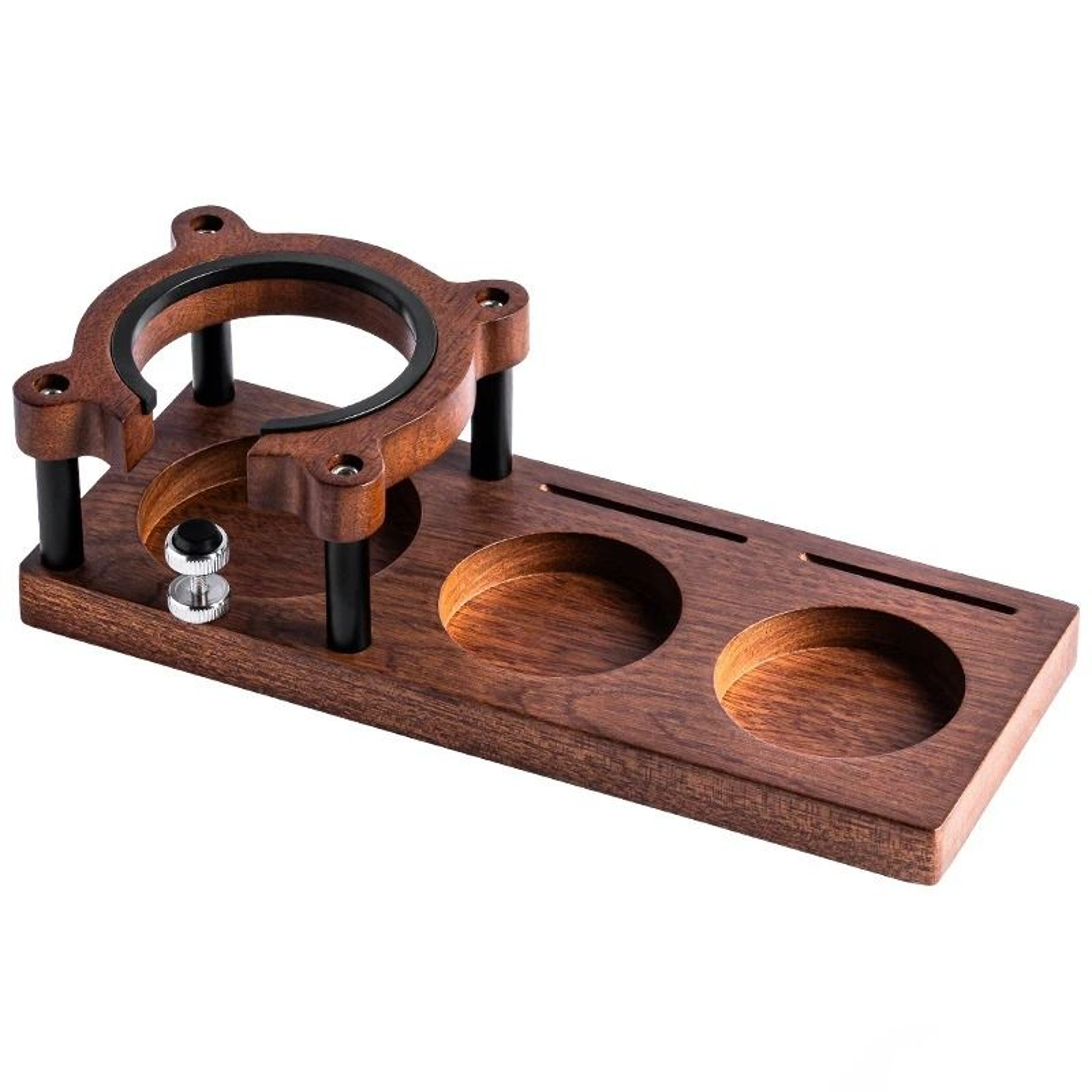 Solid Wood Espresso Tamper Station Stand  Universal Portafilter Tamping Organizer 6