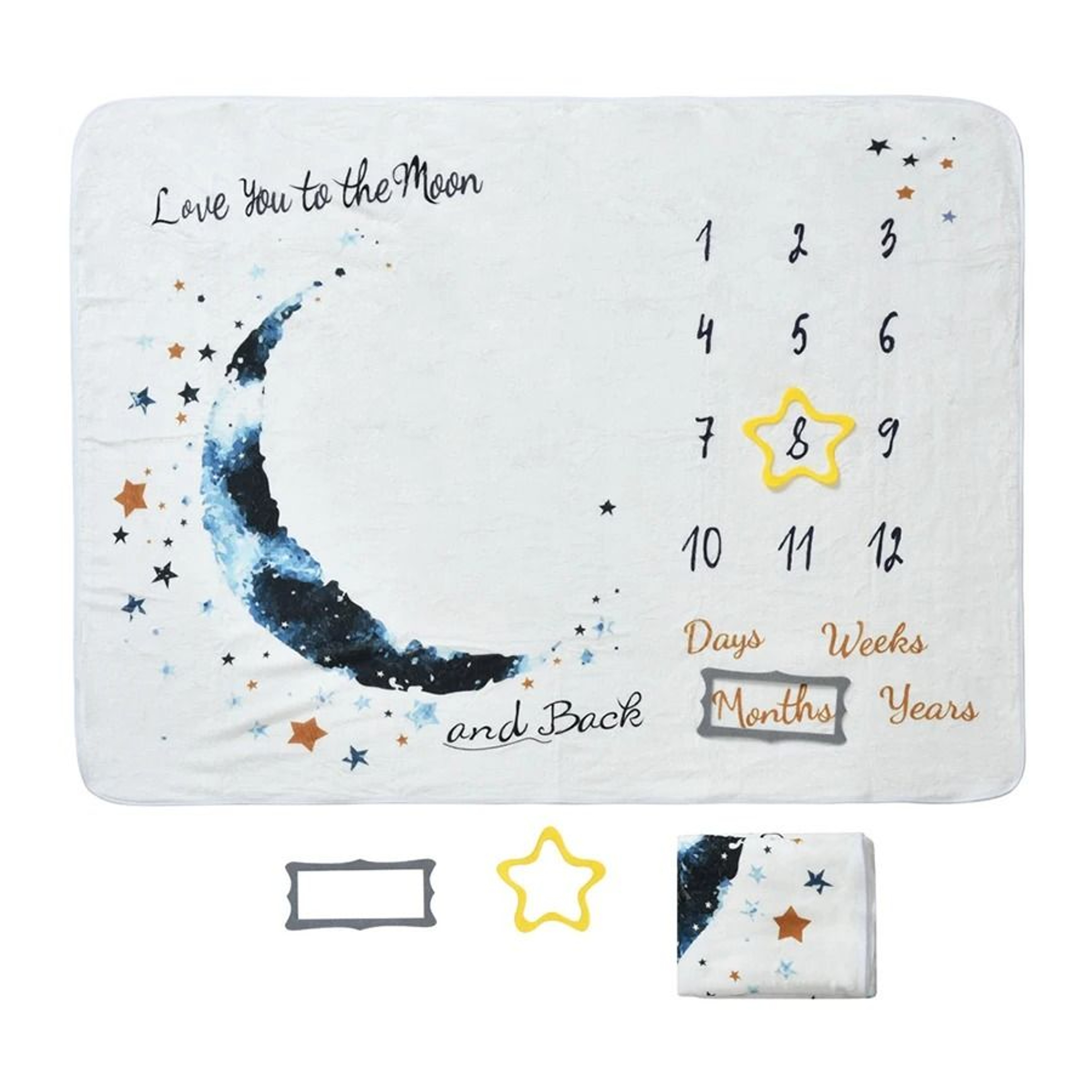 Newborn Milestone Blanket Set  Monthly Growth Photo Background With Wooden Prop Disc Card 3
