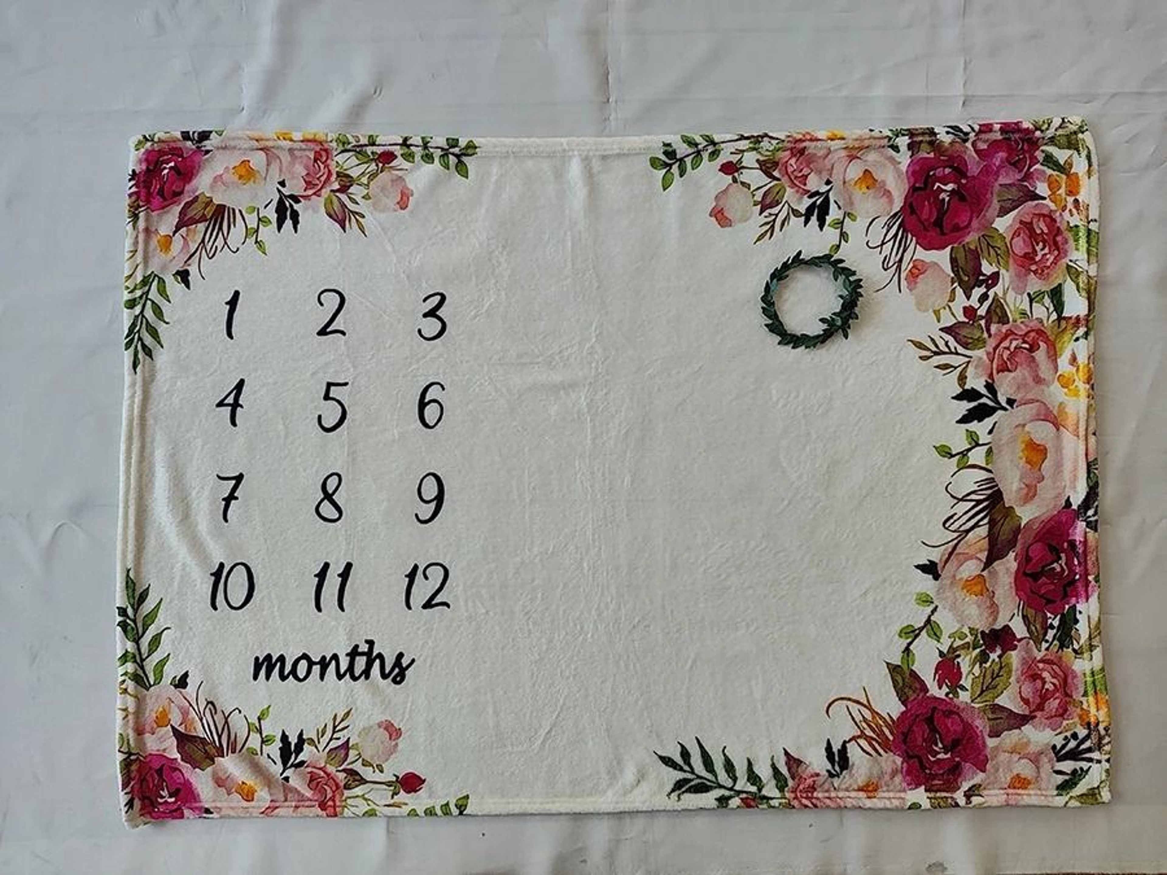 Newborn Milestone Blanket Set  Monthly Growth Photo Background With Wooden Prop Disc Card 6