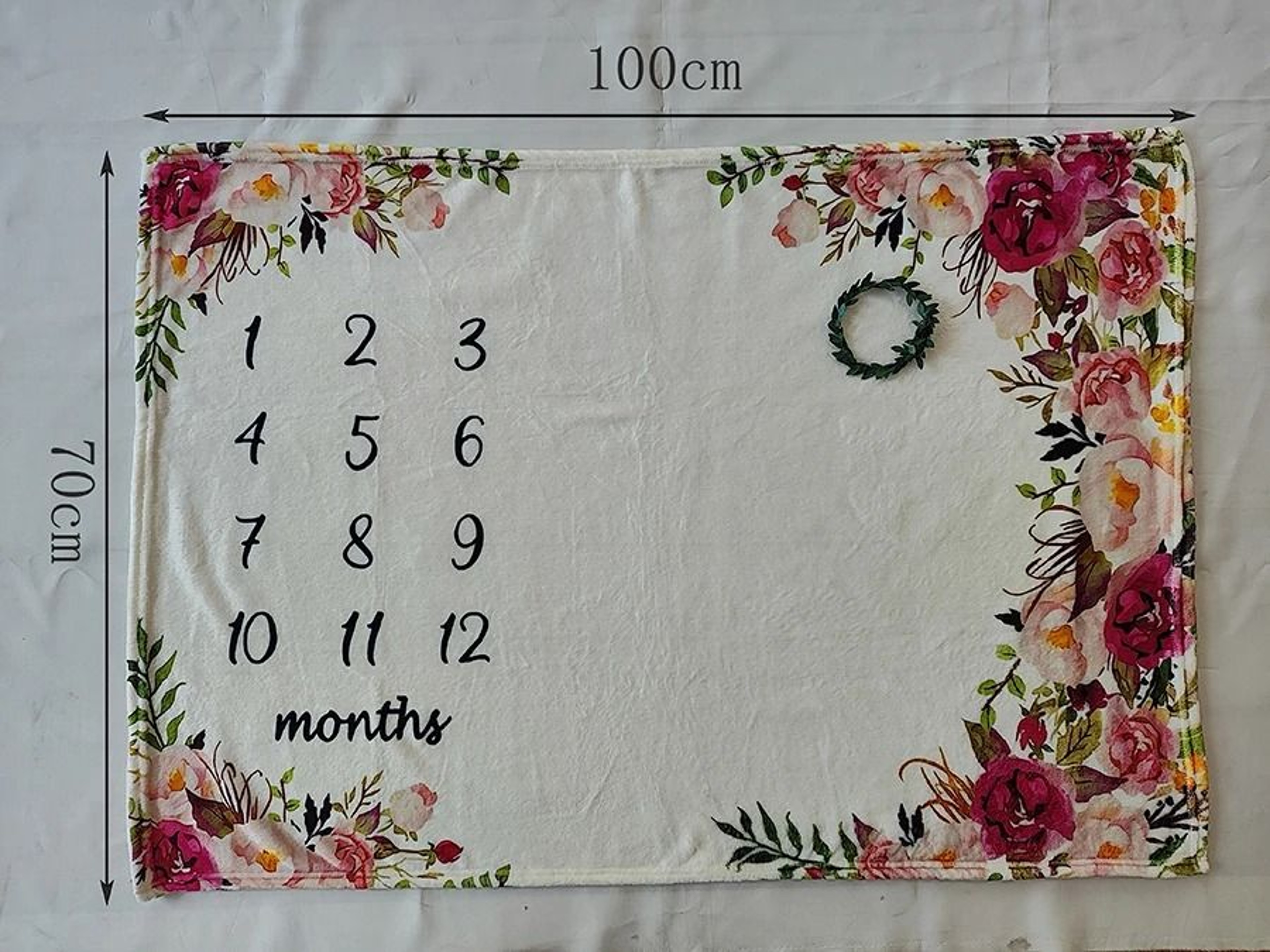 Newborn Milestone Blanket Set  Monthly Growth Photo Background With Wooden Prop Disc Card 5