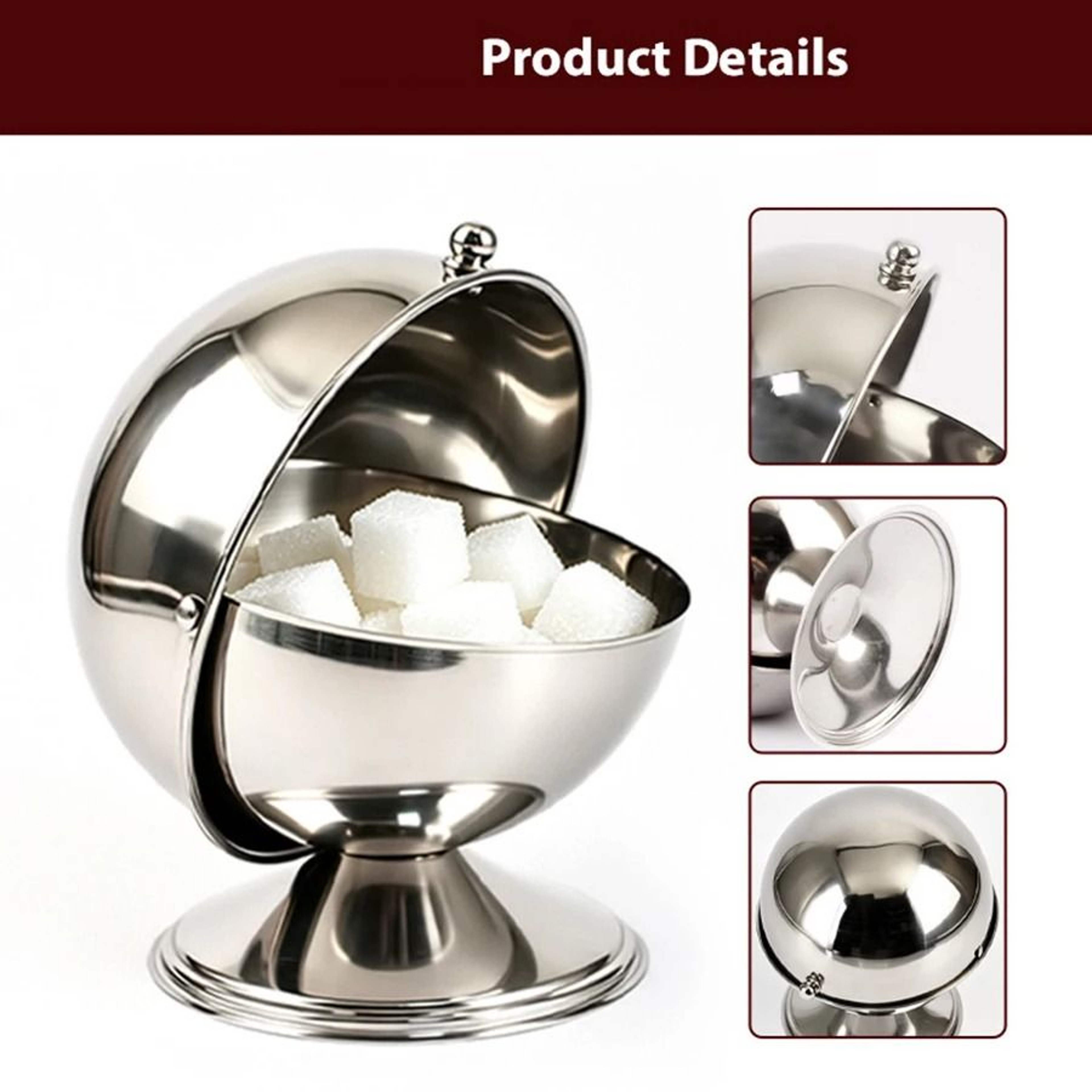 Modern Stainless Steel Sphere Jar With Flip Lid  Desktop Storage Container  Home Decor Organizer 2