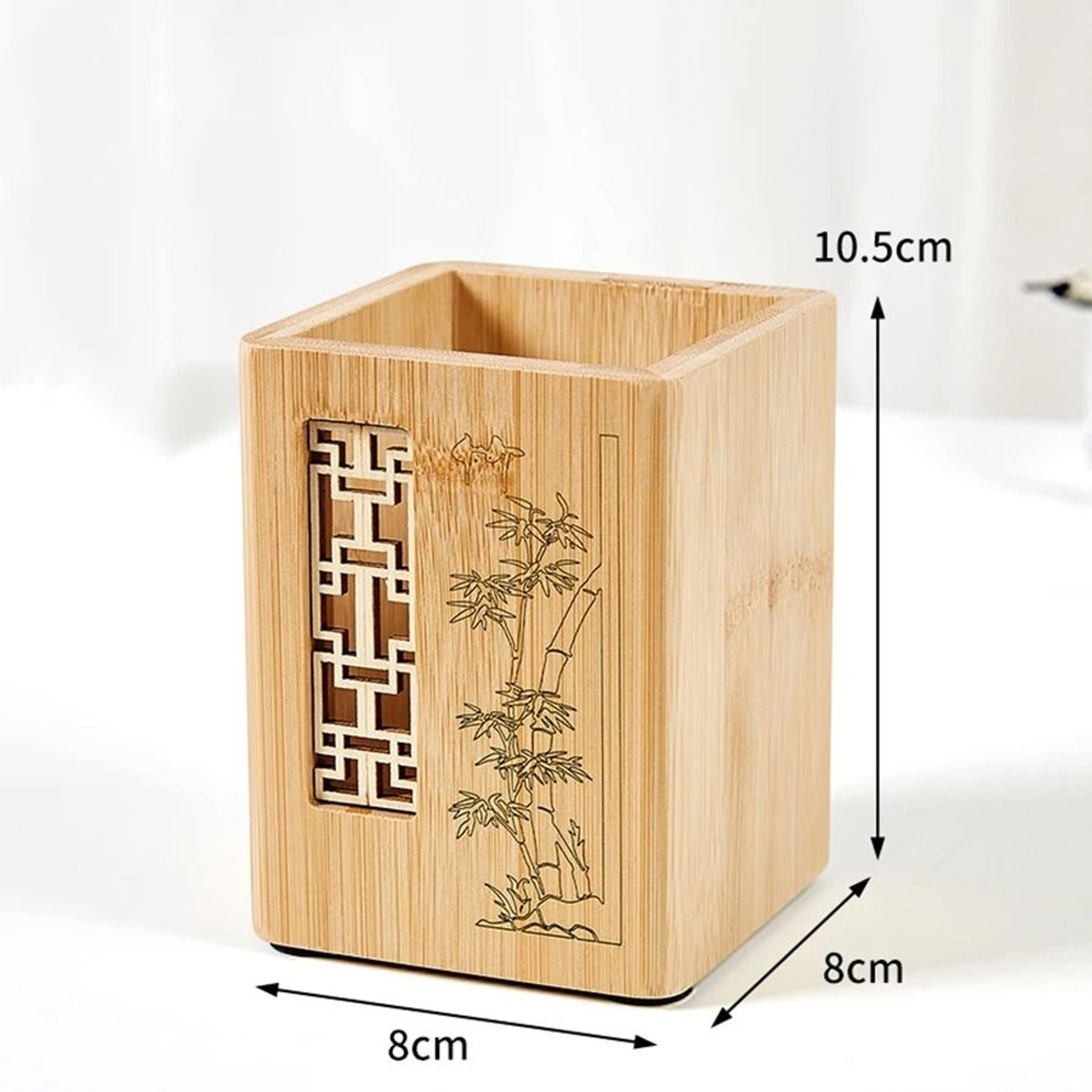 Solid Wood Multifunctional Pen Holder  Retro Desktop Organizer  Office Pencil Storage Box 8