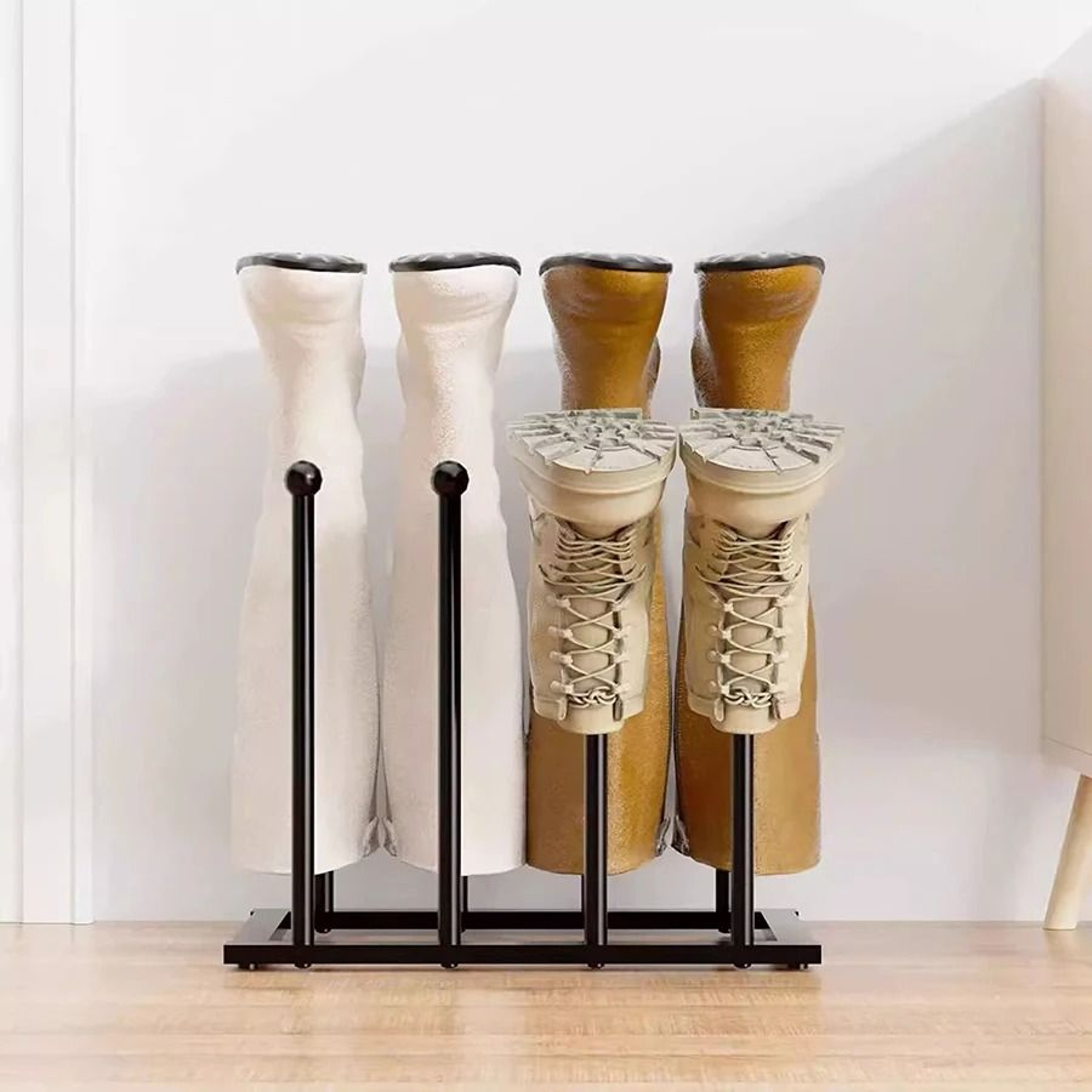 Vertical Metal Boot Rack  Tall Boot Drying Organizer For Entryway  Closet 0