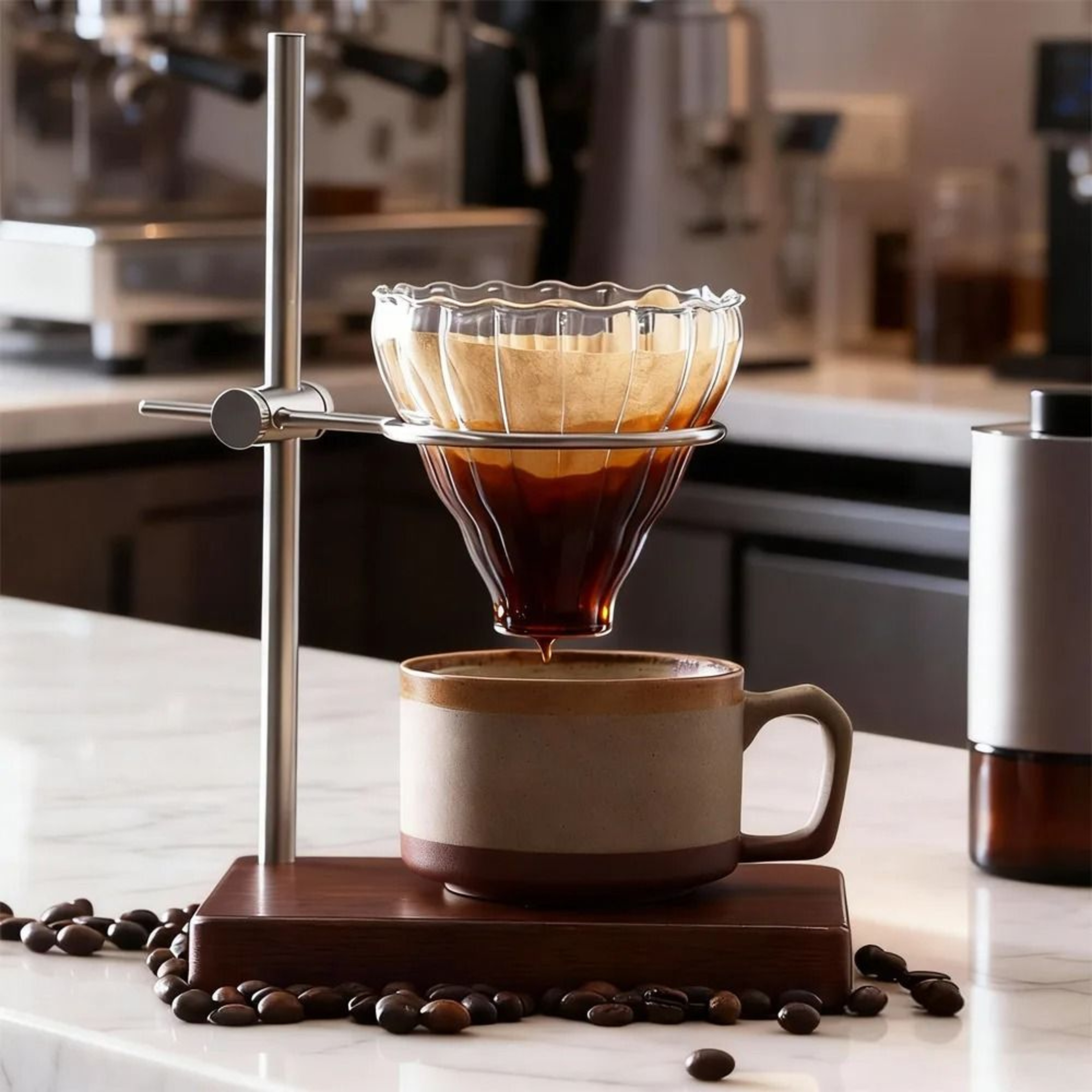360 Rotatable Height Adjustable Metal Drip Stand  Silver Luxury Vintage Coffee  Tea Filter Holder 3