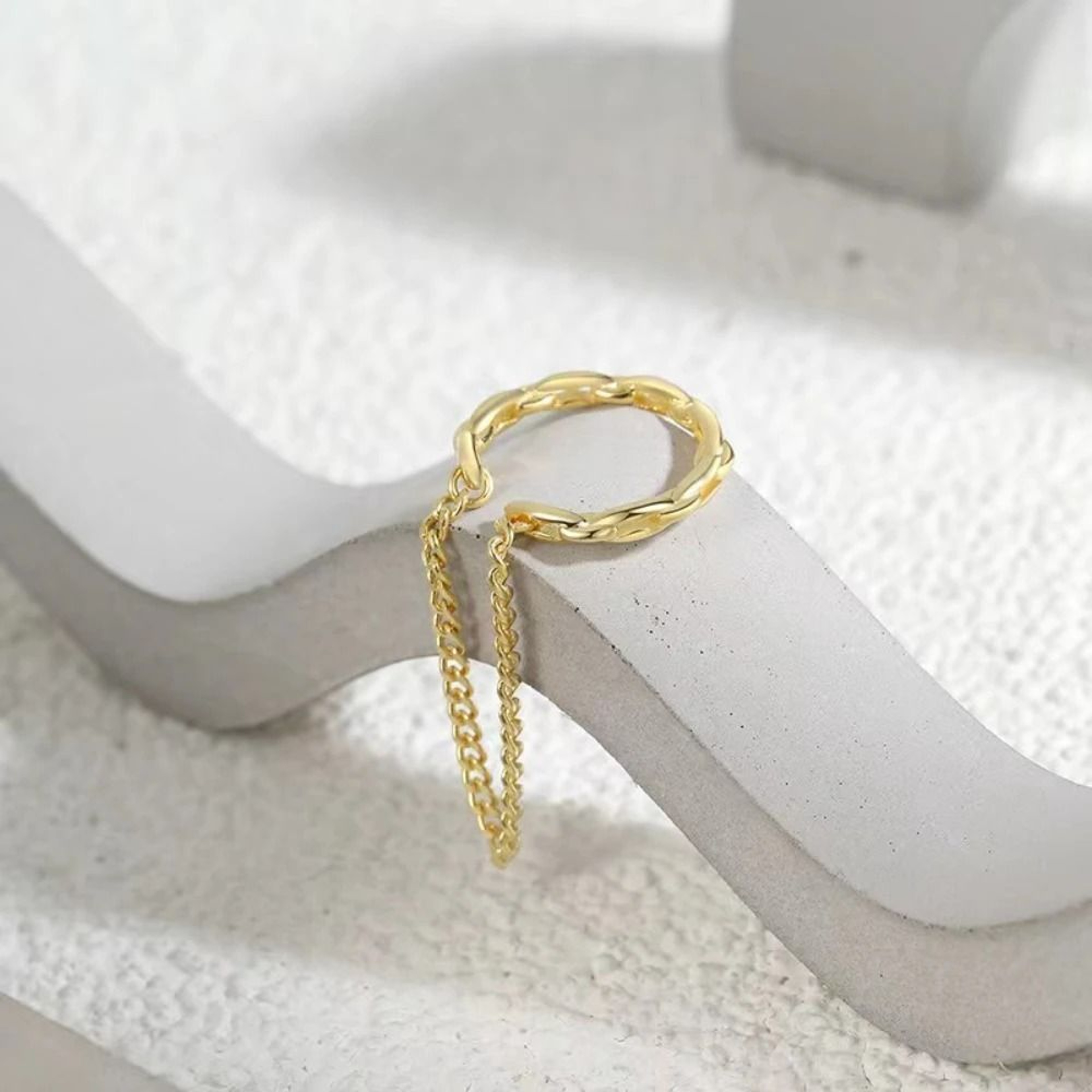 Minimalist NoPiercing Ear Chain Cuff Earrings  Modern Fake Piercing Ear Wrap Clip 6
