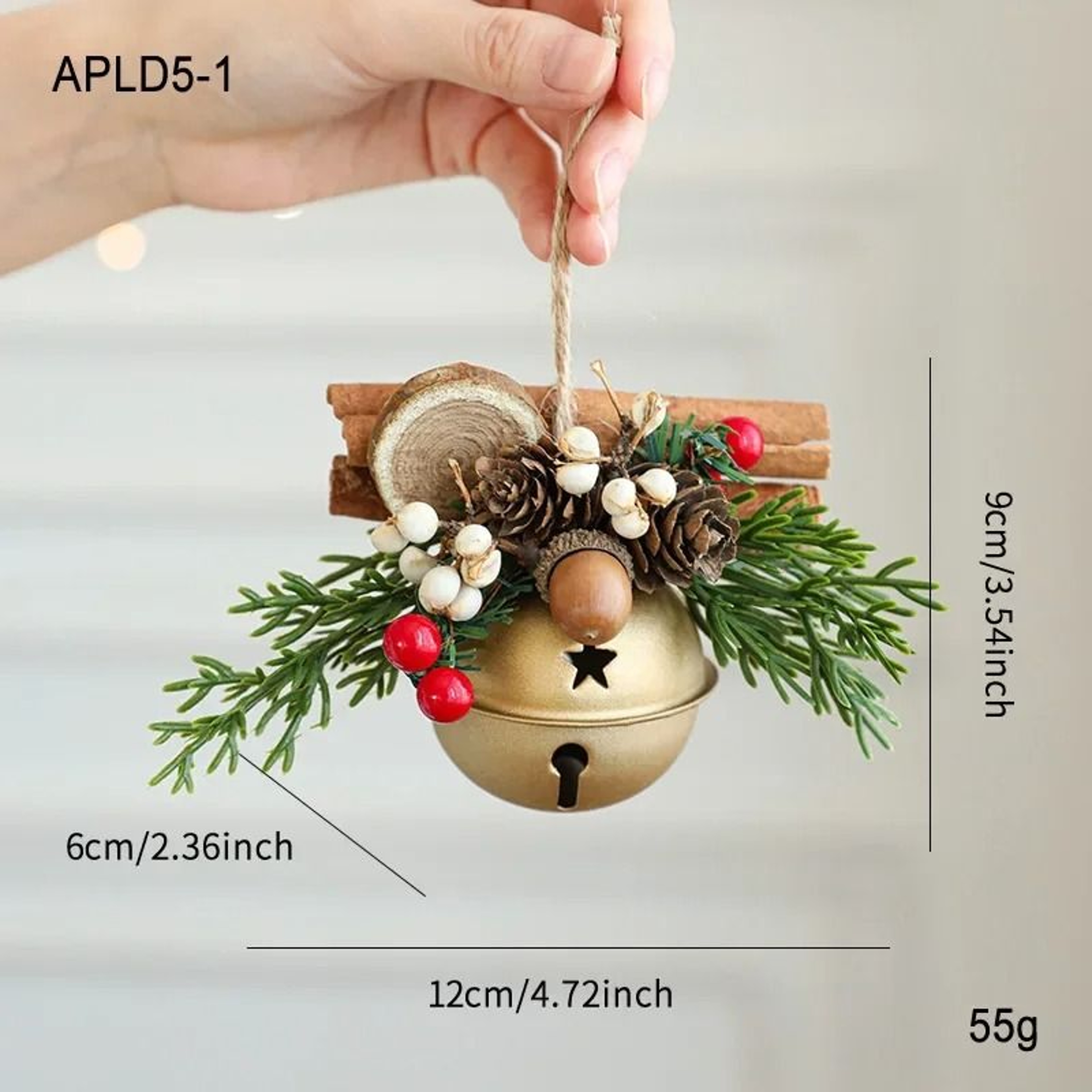 Christmas Bell Antlers Bow  Pinecone Mixed Pendant  Festive Tree Window Showcase  Car Hanging Decor 13