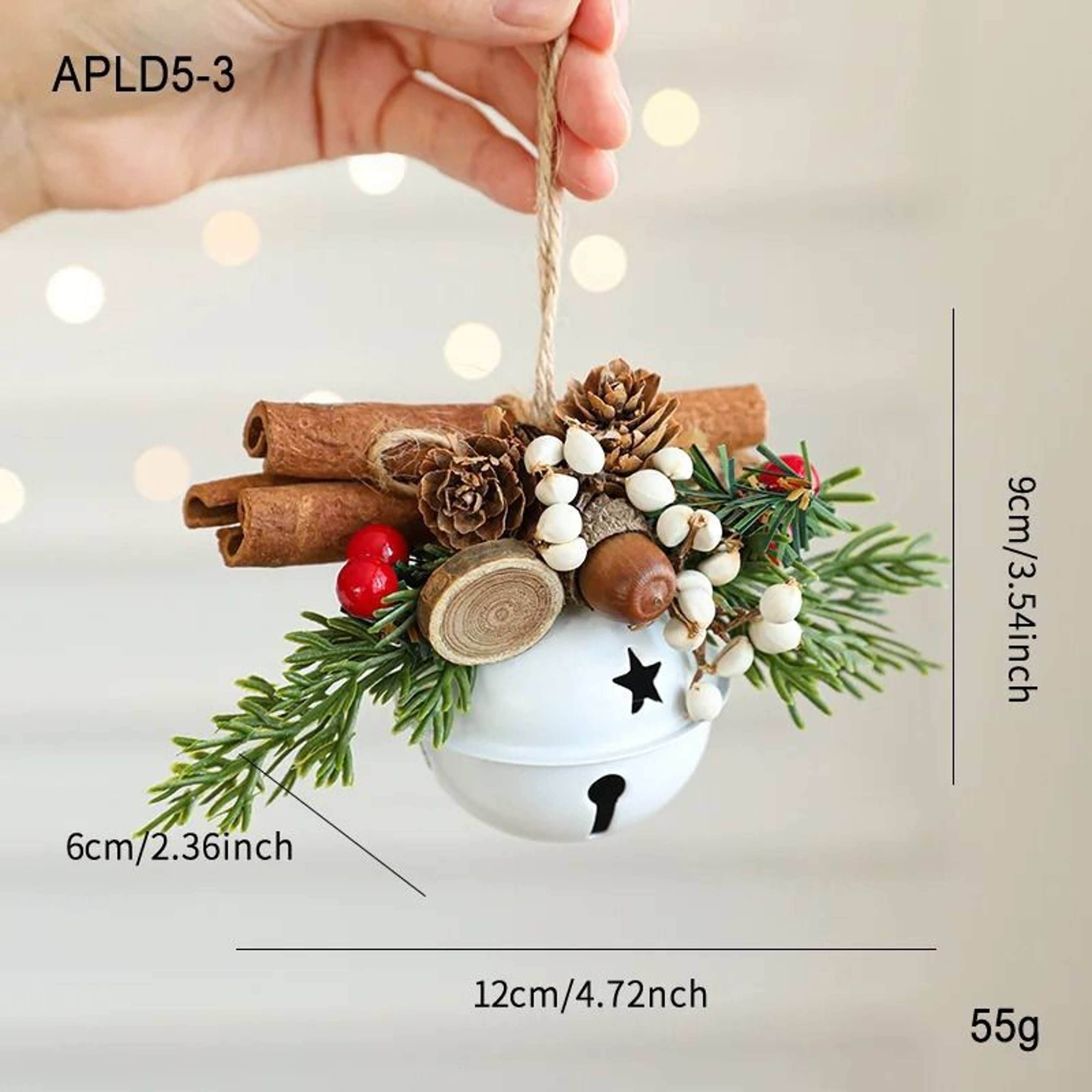 Christmas Bell Antlers Bow  Pinecone Mixed Pendant  Festive Tree Window Showcase  Car Hanging Decor 8