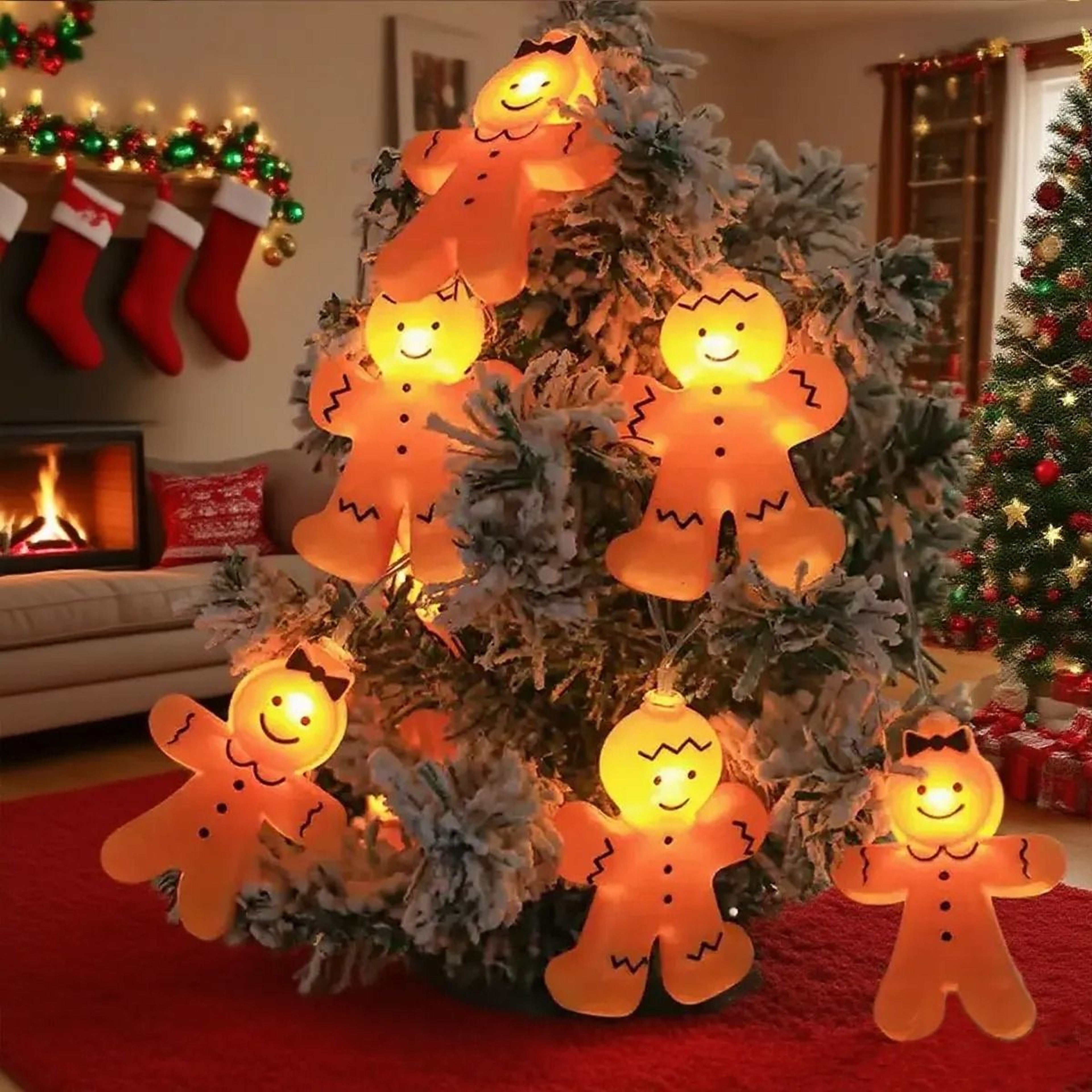 Gingerbread Man LED String Lights  Warm Christmas Window  Indoor Party Decor 4