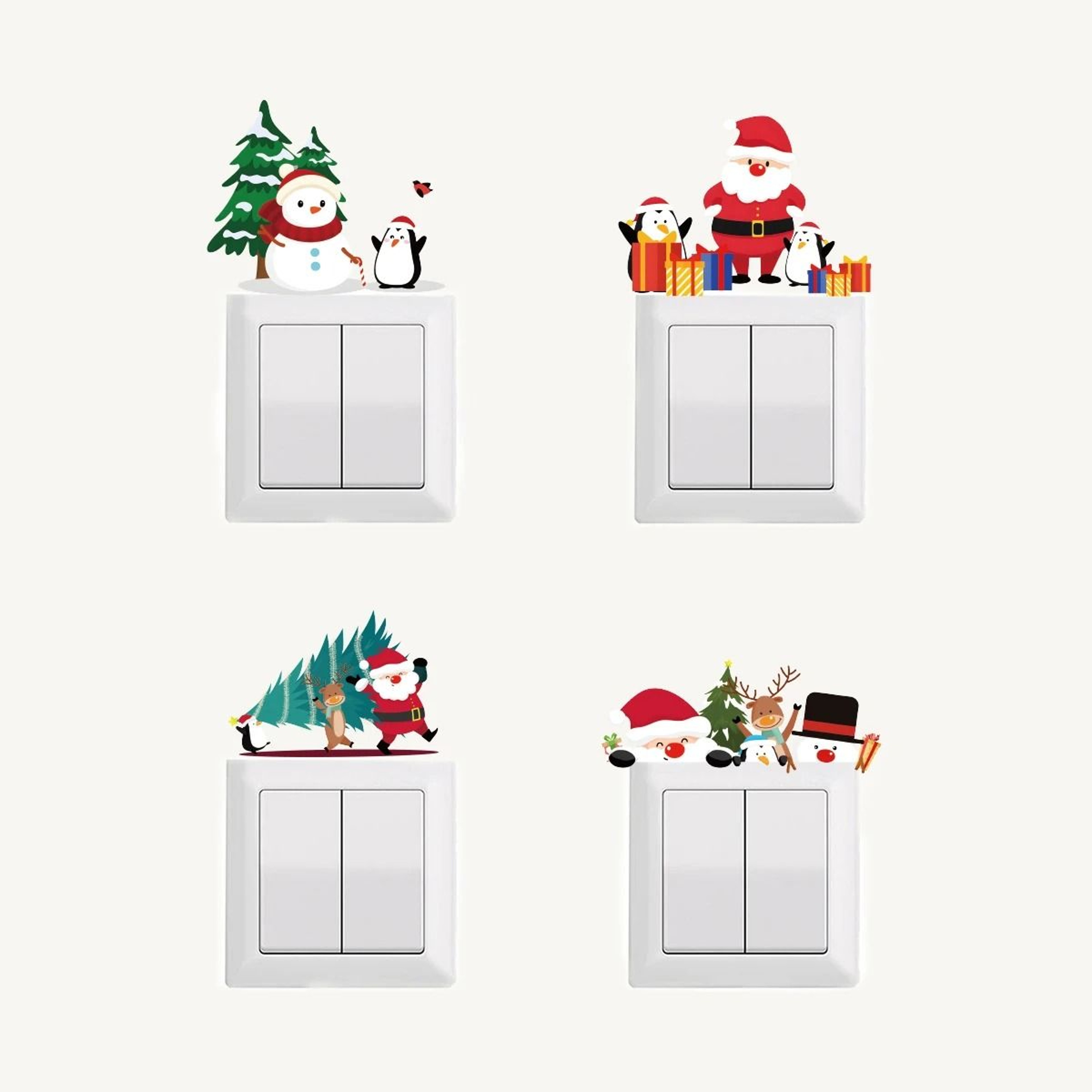 4Pcs Christmas Wall Switch Decal Set  Festive Santa  Elk Holiday Light Switch Covers 5