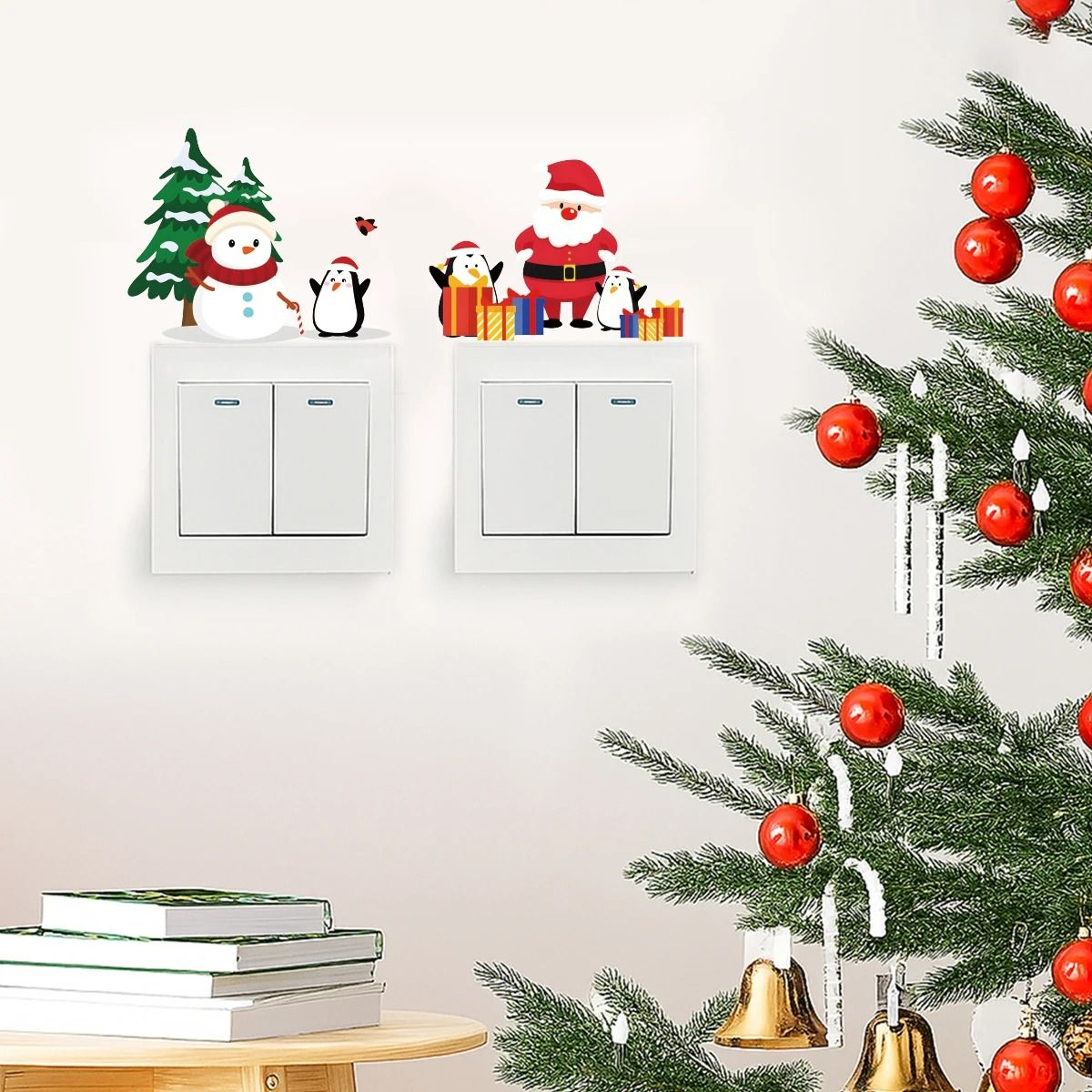 4Pcs Christmas Wall Switch Decal Set  Festive Santa  Elk Holiday Light Switch Covers 1