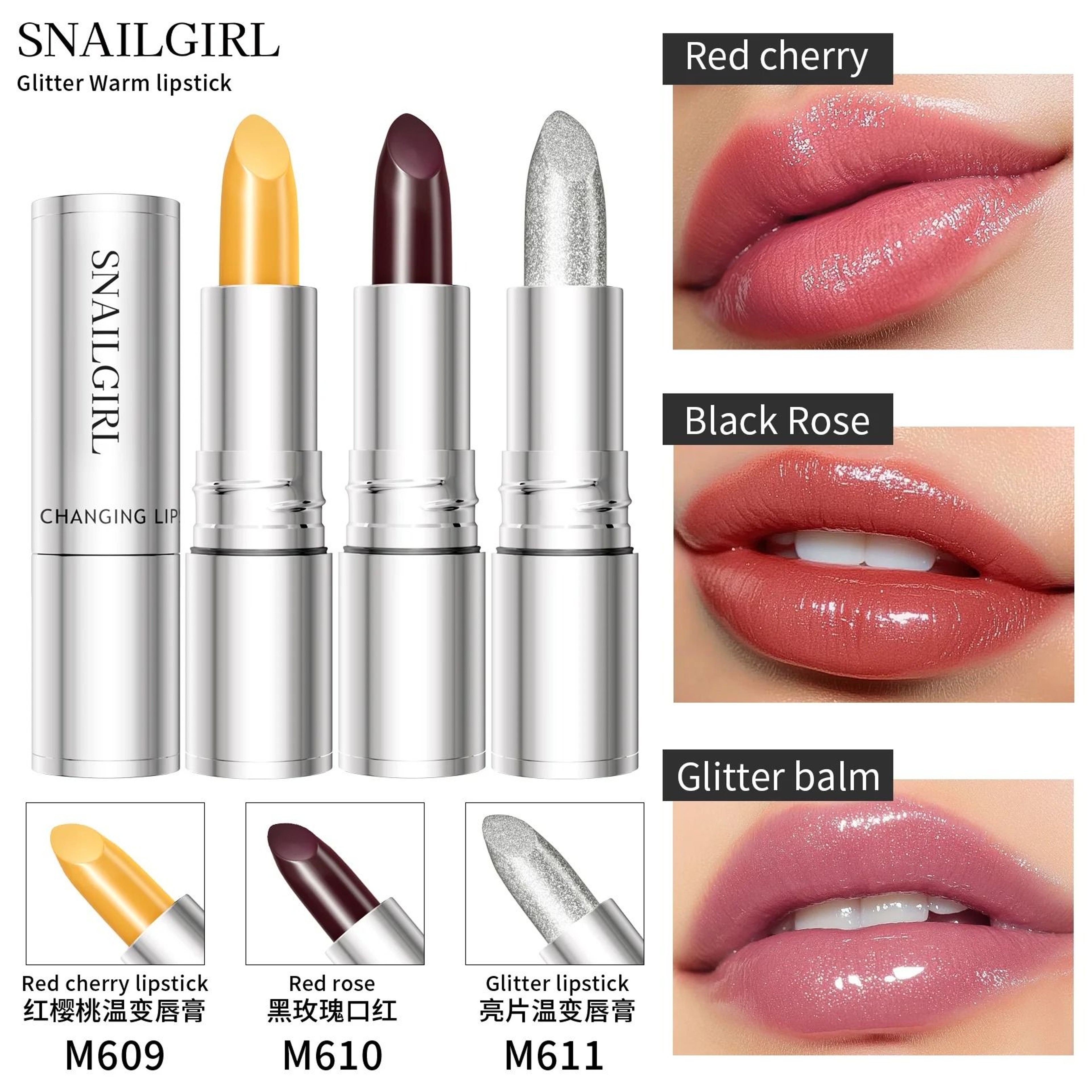 Temperature ColorChanging Glitter Lipstick  Waterproof LongLasting Velvet Matte Lip Tint 3
