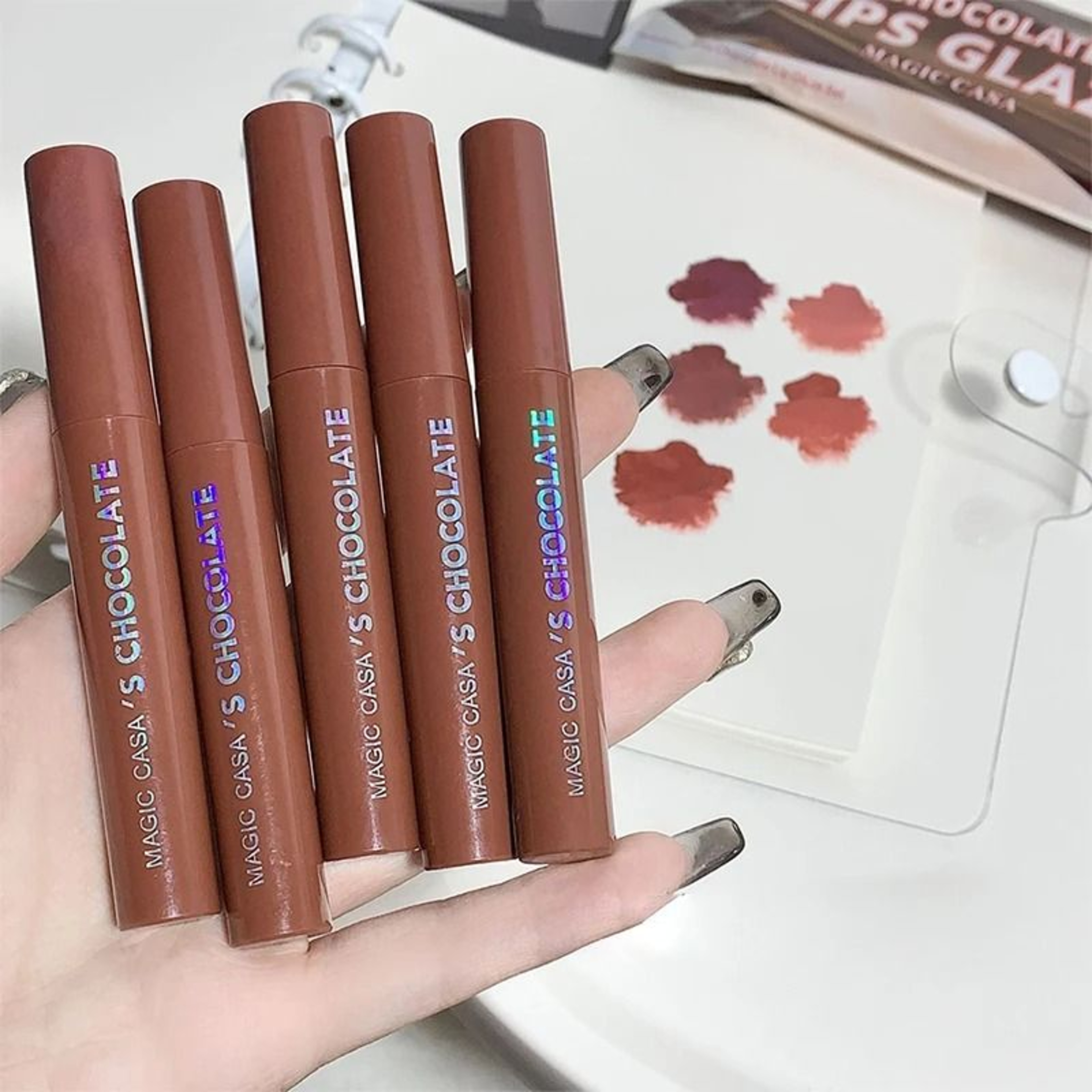Chocolate 5Piece Matte Lip Glaze Set  Velvet Mist Liquid Lipstick Pack For Girls  Students 1