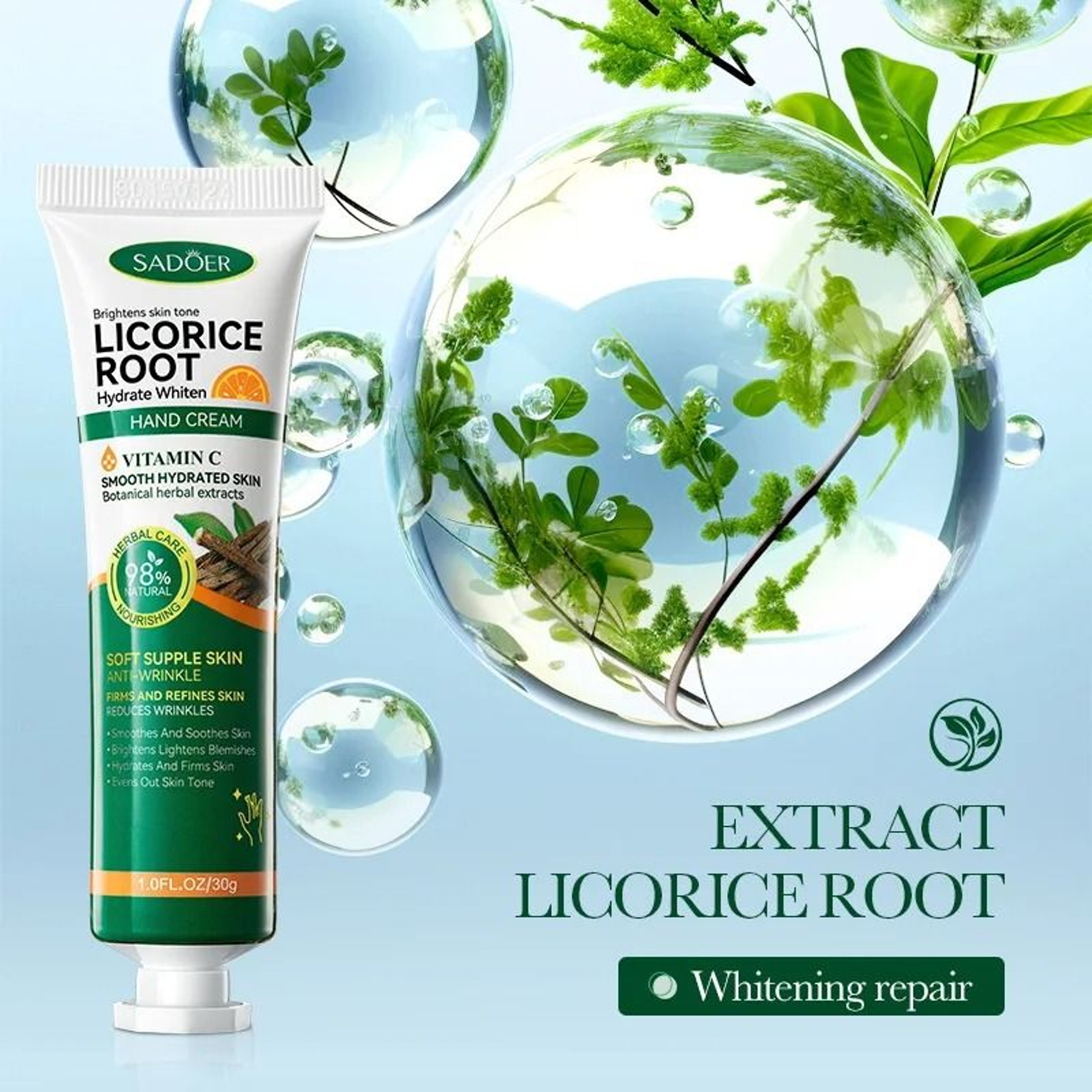 SADOER Vitamin C  Licorice Brightening Hand Cream  Deep Moisturizing  AntiDark Spot Hand Care 3