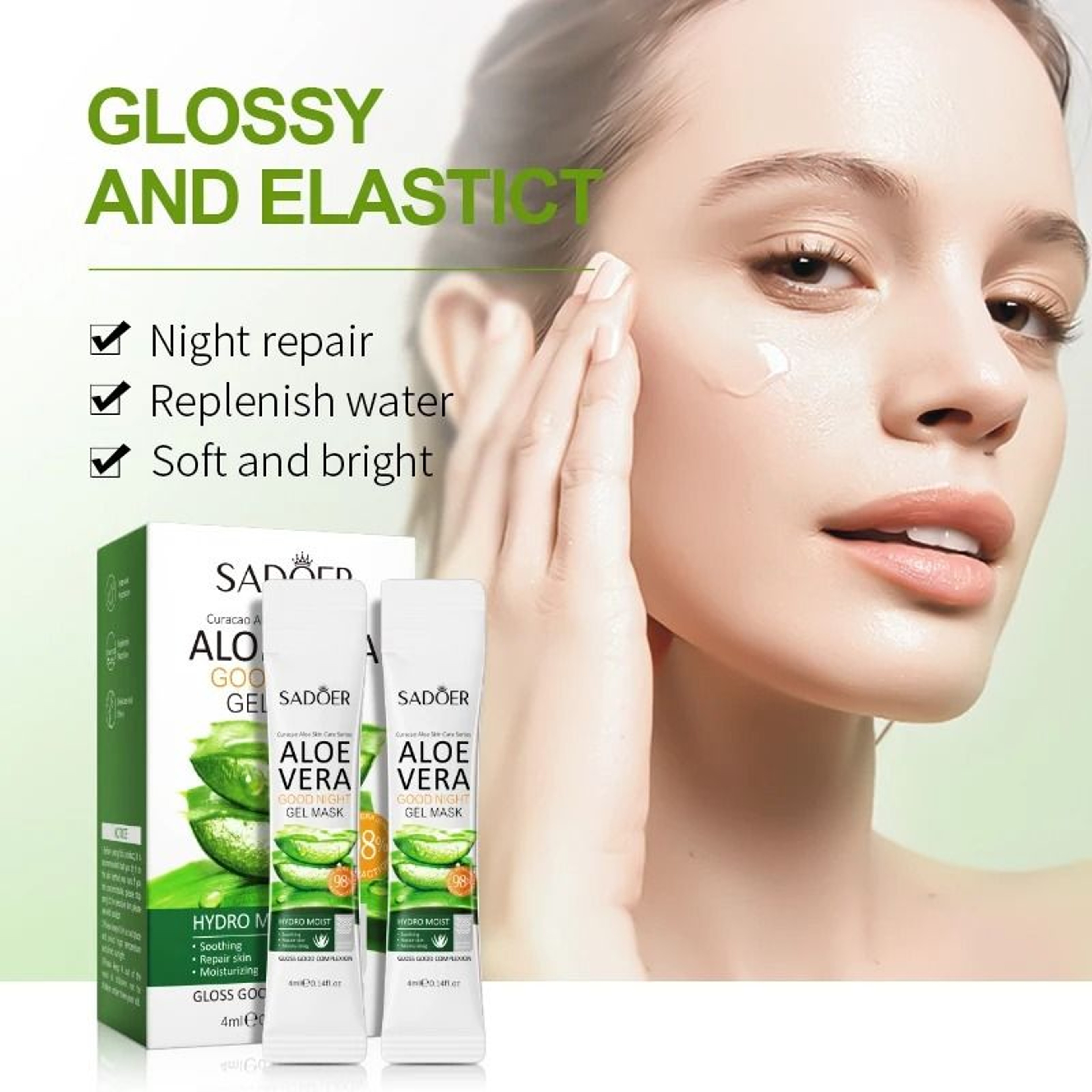 20Piece SADOER Aloe Vera Sleeping Mask Set  Hydrating AntiWrinkle  NoWash Night Masks 1