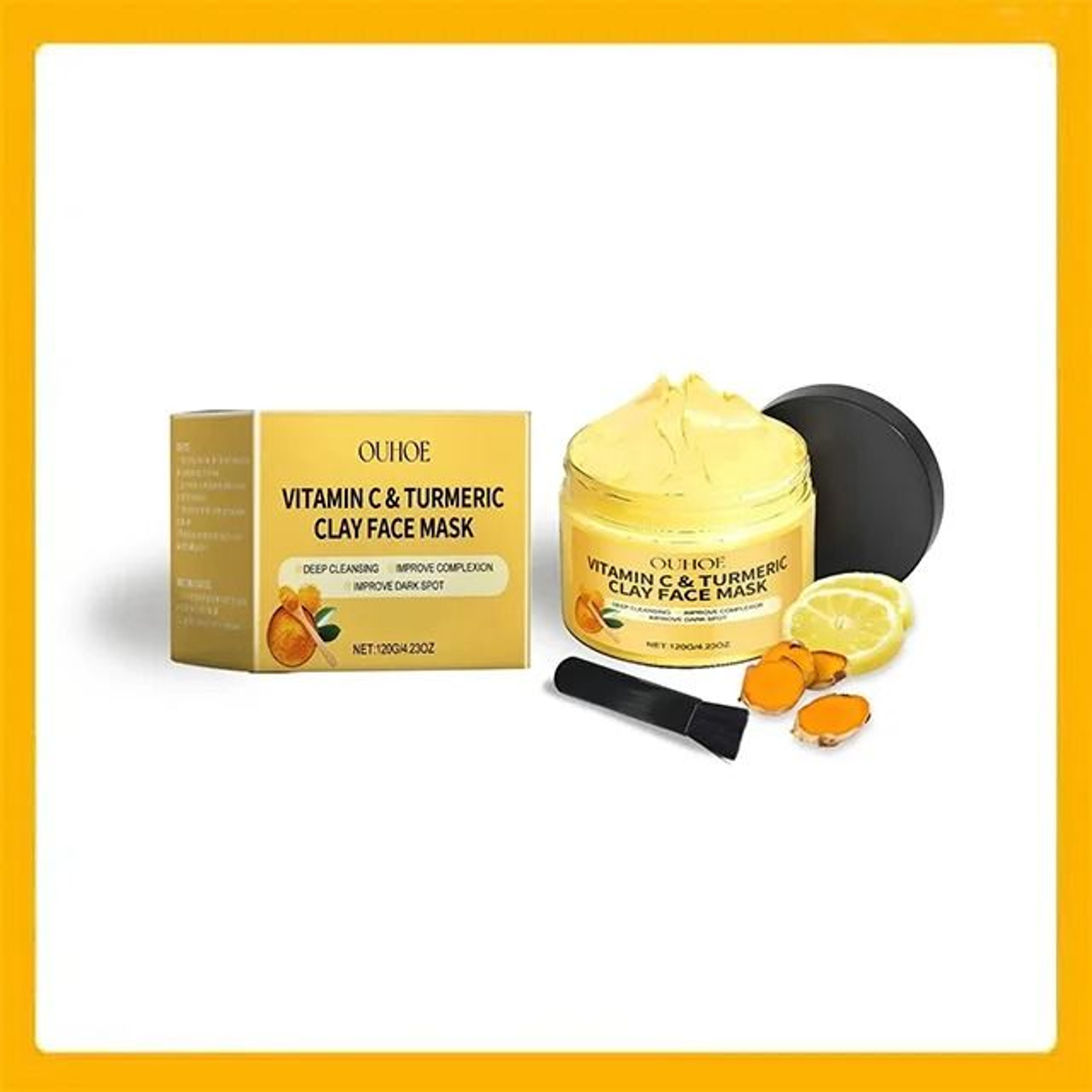 Vitamin C Turmeric Clay Mud Mask  Deep Pore Cleansing Brightening  Hydrating Facial Mask 6