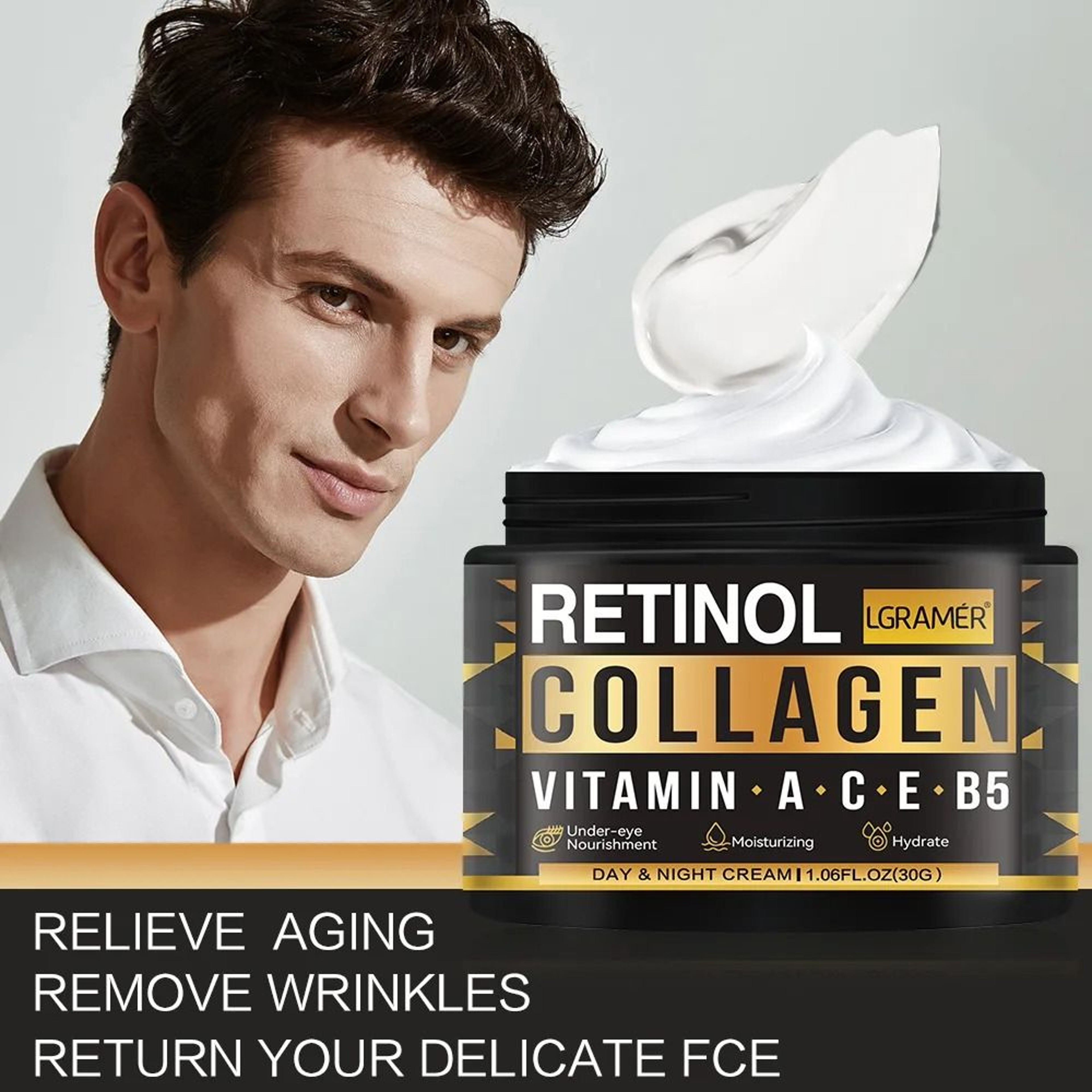 Mens Retinol Collagen Face Cream  AntiWrinkle Firming  Hydrating Moisturizer 0