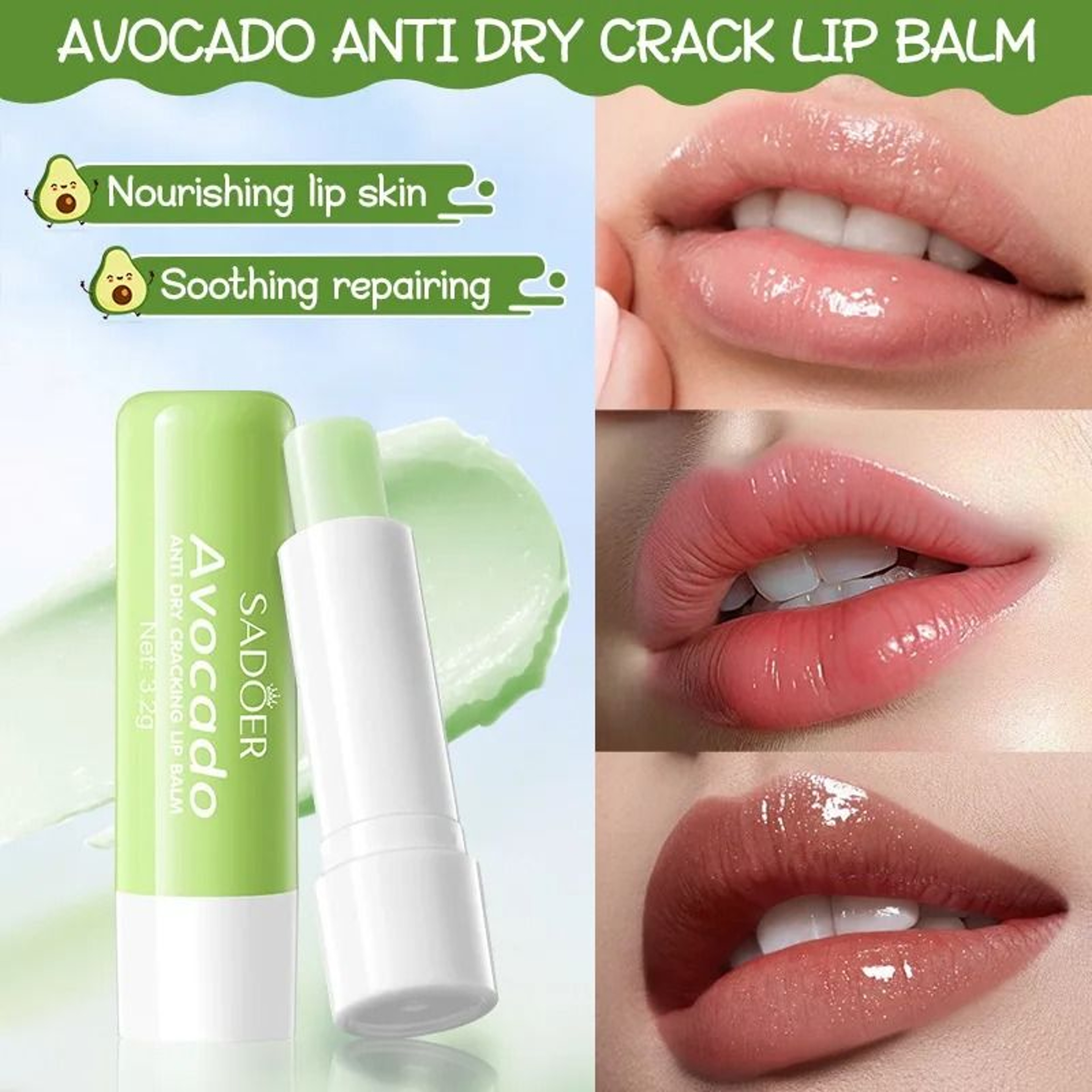 Avocado Nourishing Hand Cream  Lip Balm Set  Deep Moisture Hydration Duo 1
