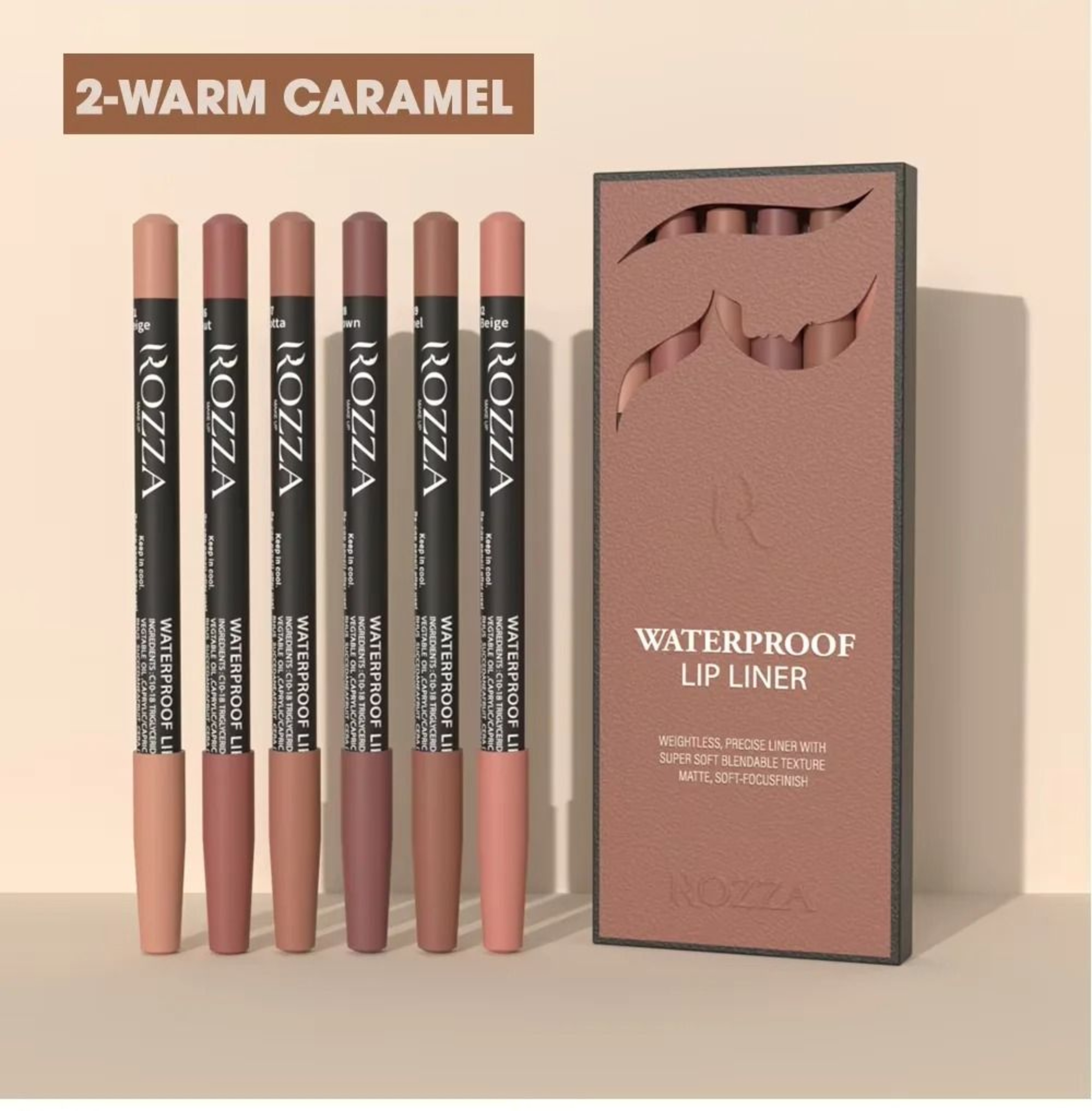 Rozza Waterproof Lip Liner Pencil Set  Precise  Blendable Matte Lip Contour Pencils 9