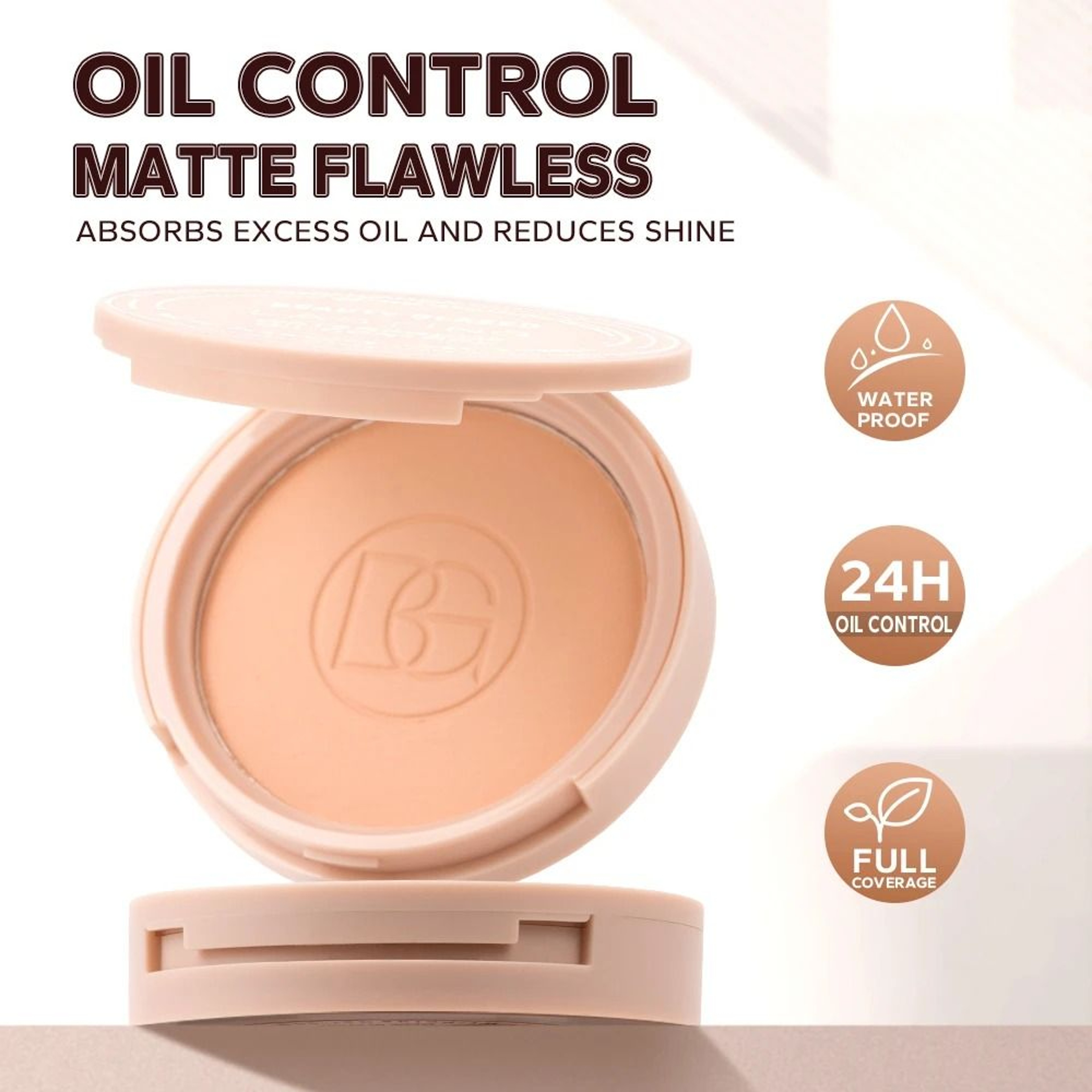 BEAUTY GLAZED Oil Control Matte Pressed Powder  LongLasting Flawless Setting Face Powder Compact Wi 1