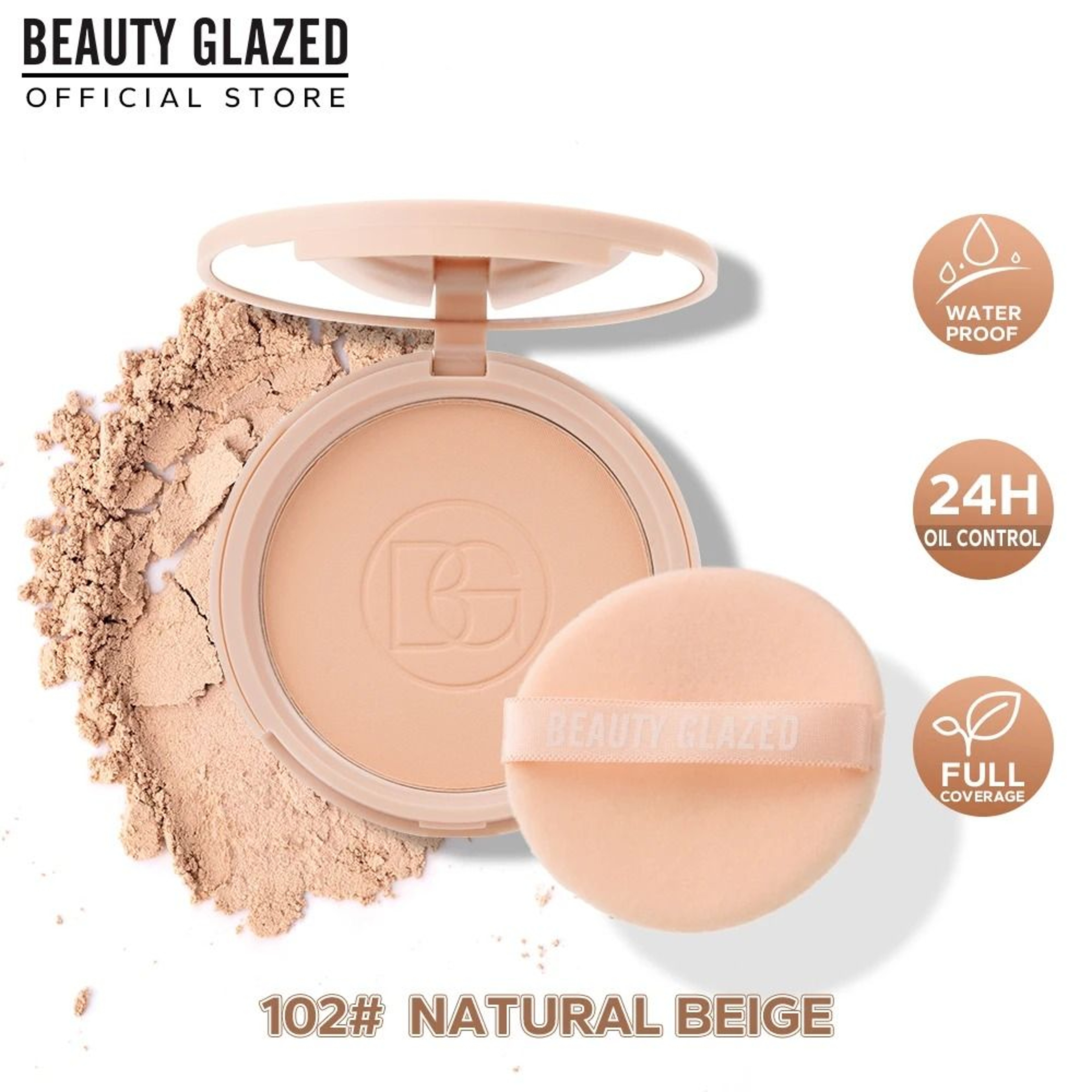 BEAUTY GLAZED Oil Control Matte Pressed Powder  LongLasting Flawless Setting Face Powder Compact Wi 6