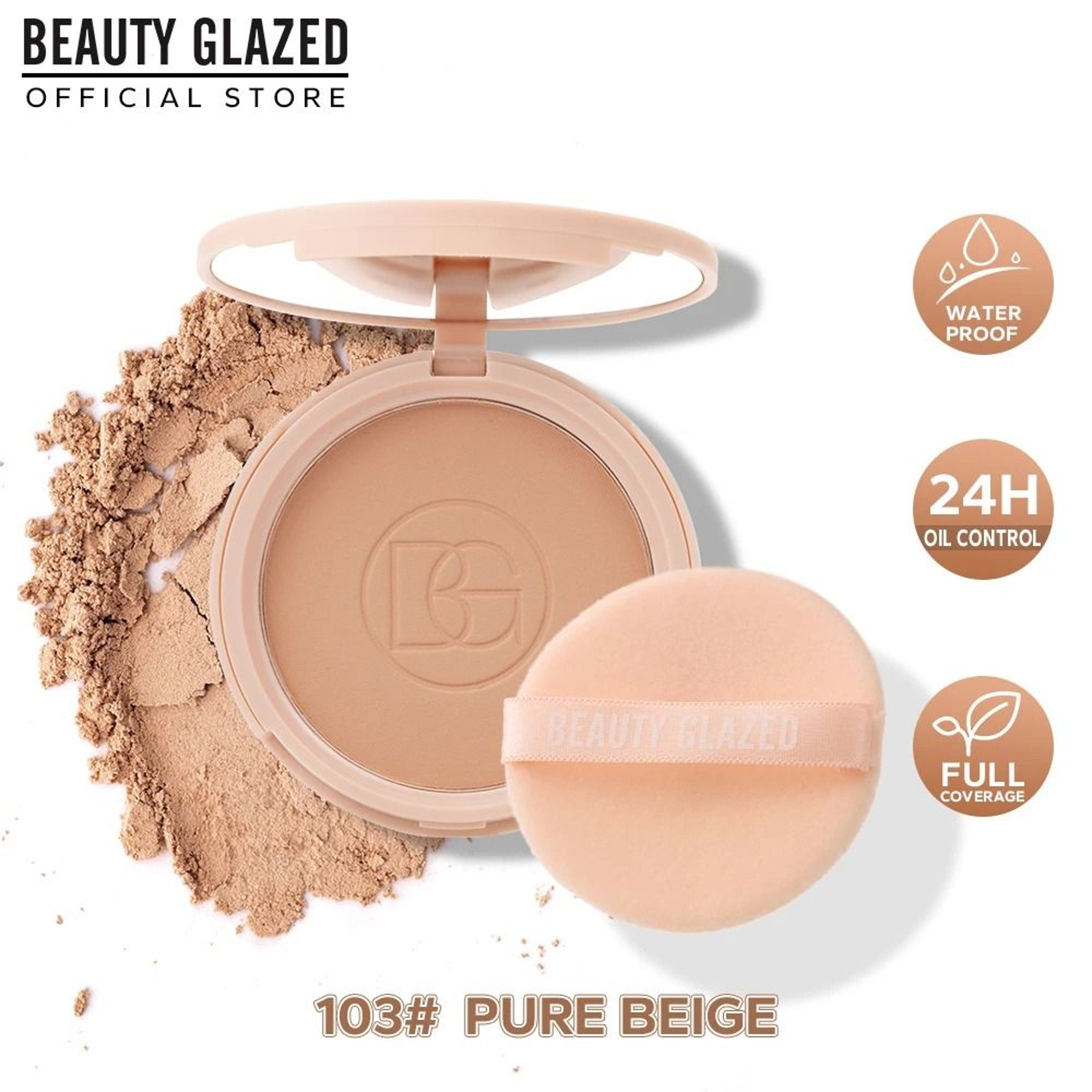 BEAUTY GLAZED Oil Control Matte Pressed Powder  LongLasting Flawless Setting Face Powder Compact Wi 8