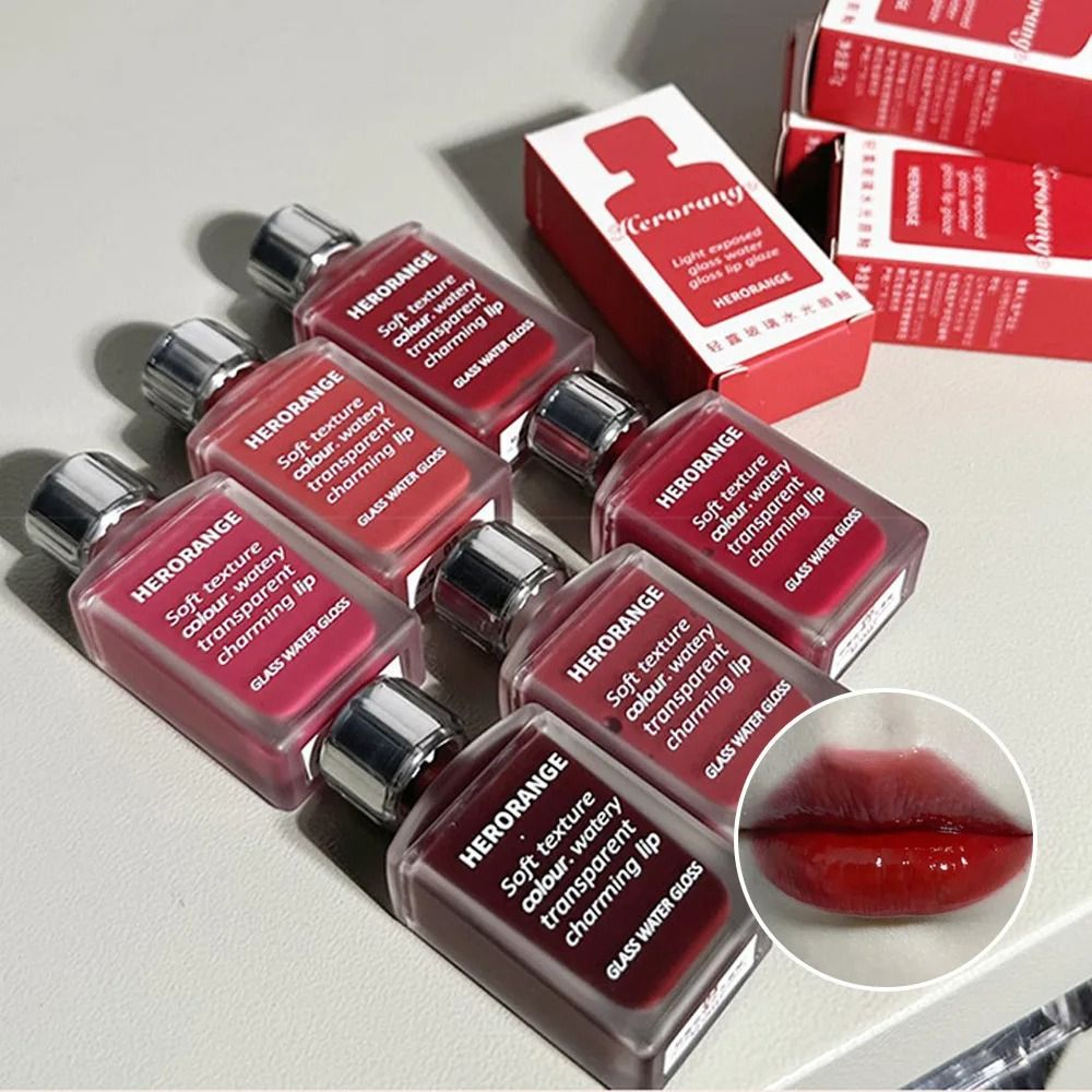 Herorange Lightly Glass Water Gloss Lip Glaze  Mirror Plumping Lip Oil  NonStick Cup Lip Tint 0