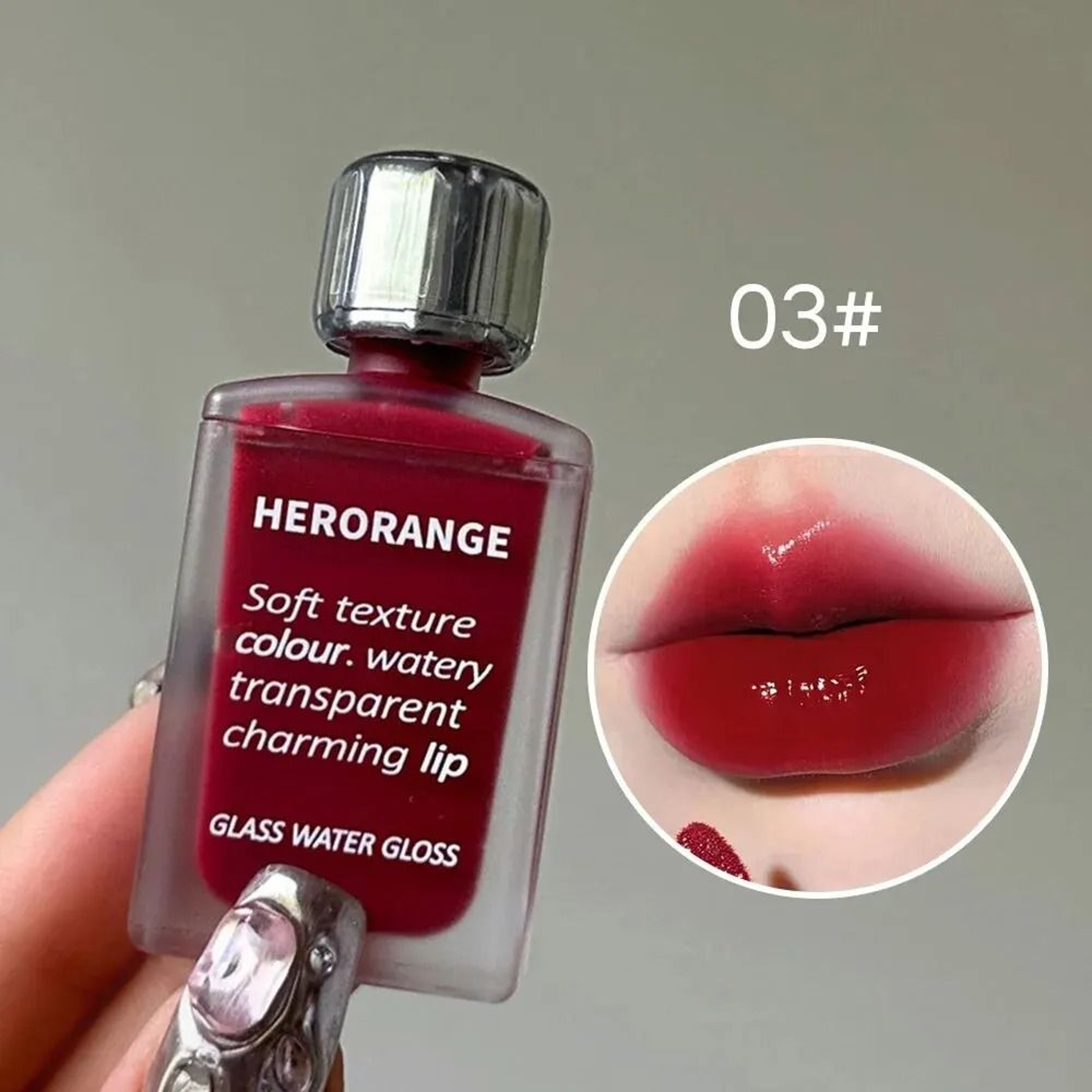 Herorange Lightly Glass Water Gloss Lip Glaze  Mirror Plumping Lip Oil  NonStick Cup Lip Tint 9