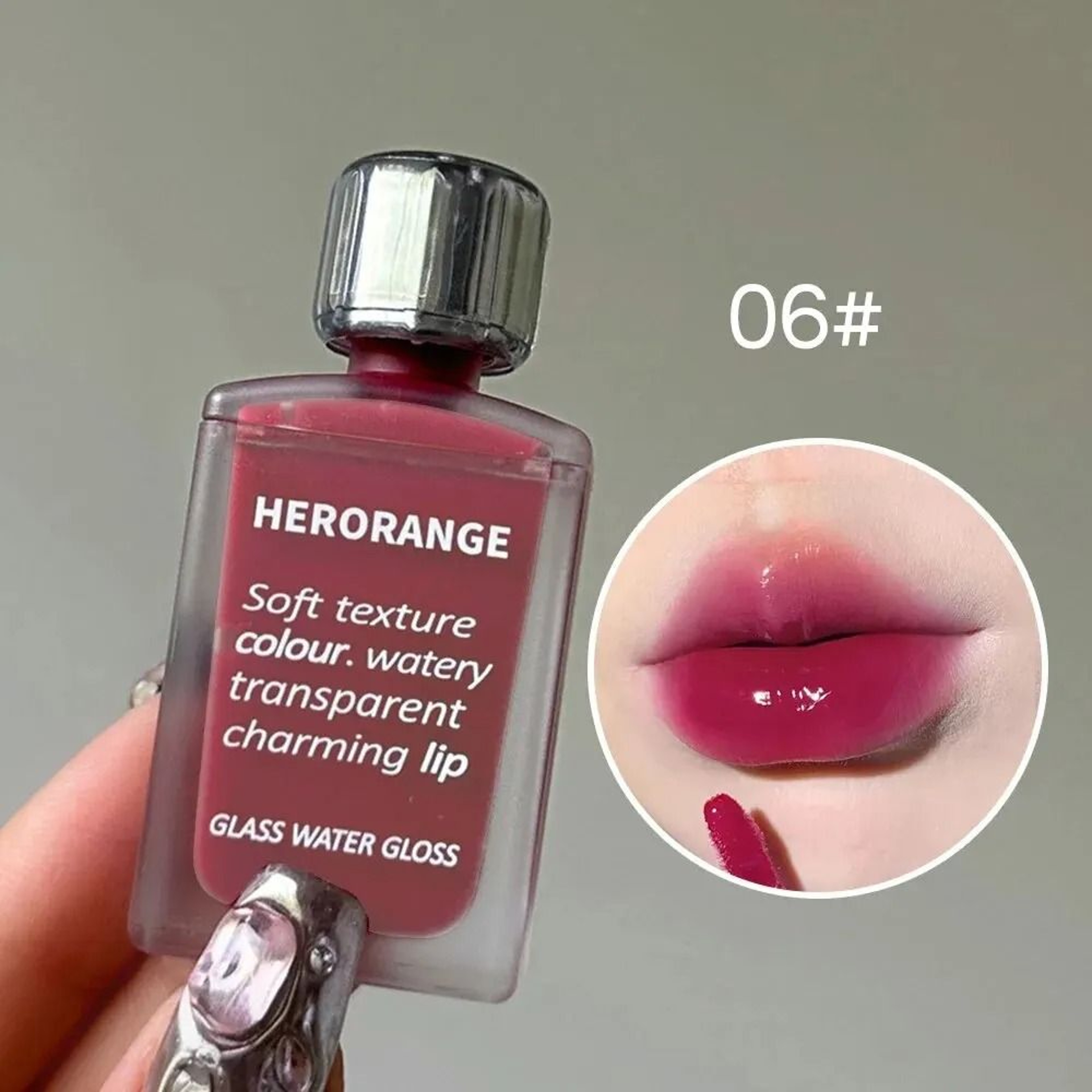 Herorange Lightly Glass Water Gloss Lip Glaze  Mirror Plumping Lip Oil  NonStick Cup Lip Tint 10