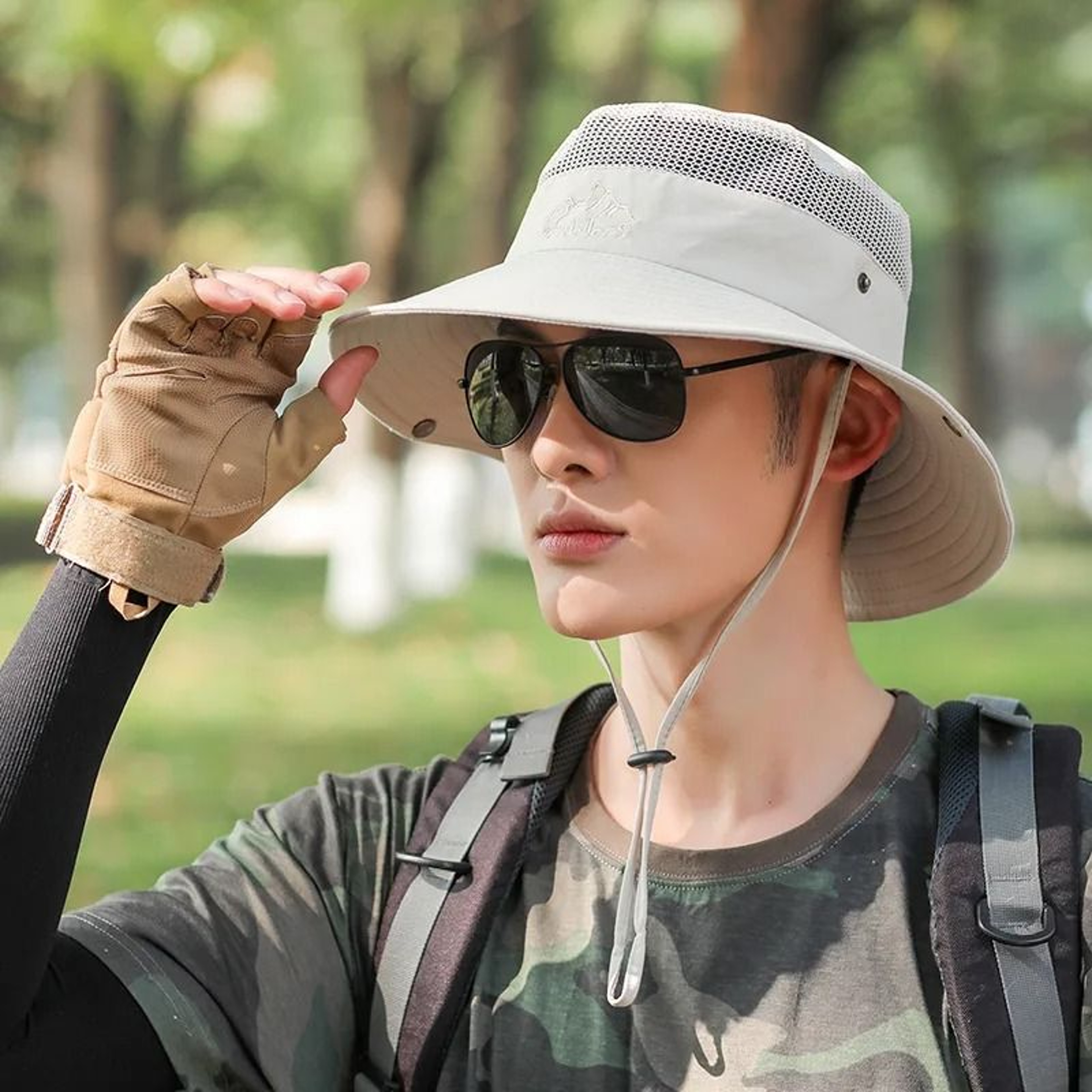 Mens QuickDrying Summer Bucket Hat  Breathable Outdoor Sunshade  Mesh Fisherman Cap For Hiking Cycl 2