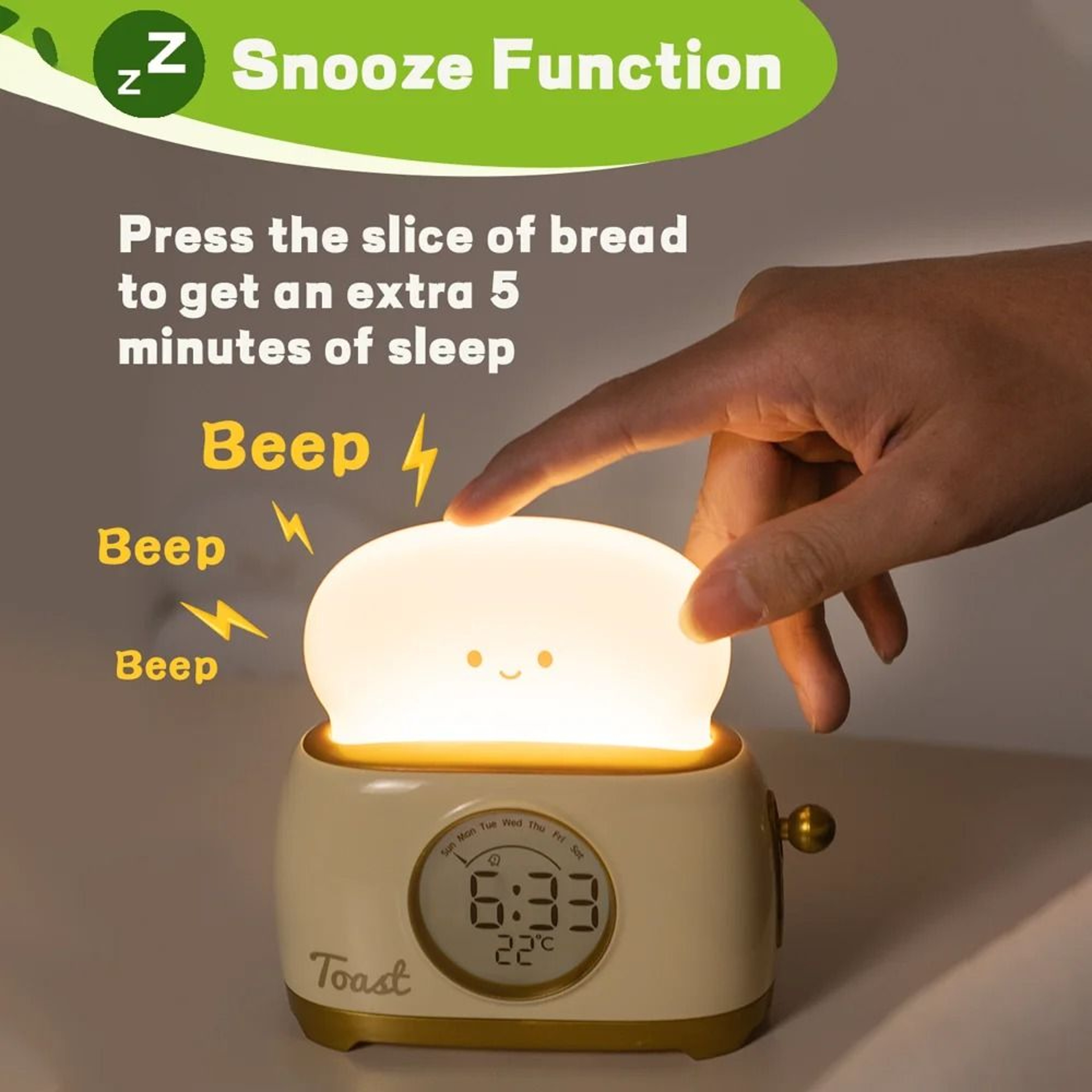 Cute Kids LED Digital Alarm Clock With Night Light  Temperature Display  Bedside Sleep Trainer Cloc 4