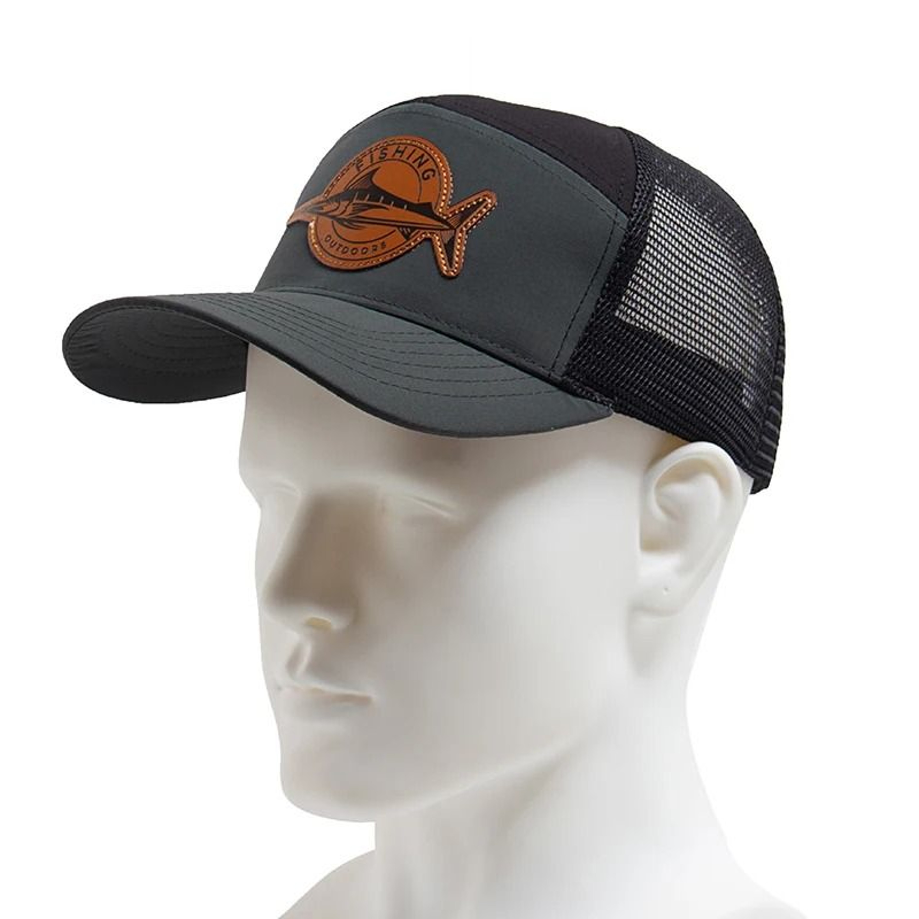 Shark Leather Label 7Panel Trucker Hat  Unisex Mesh Baseball Cap  Summer HipHop Visor 2