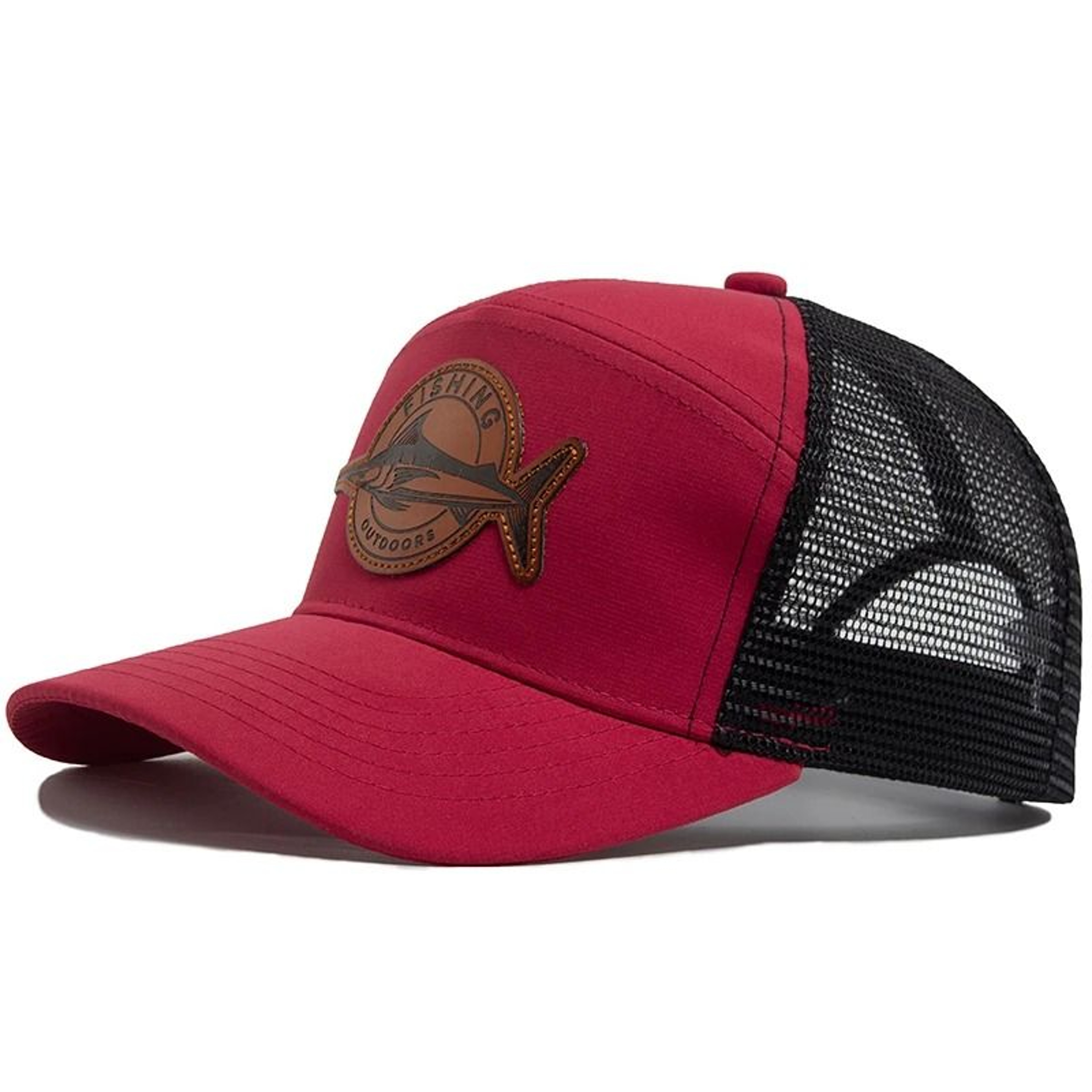 Shark Leather Label 7Panel Trucker Hat  Unisex Mesh Baseball Cap  Summer HipHop Visor 11
