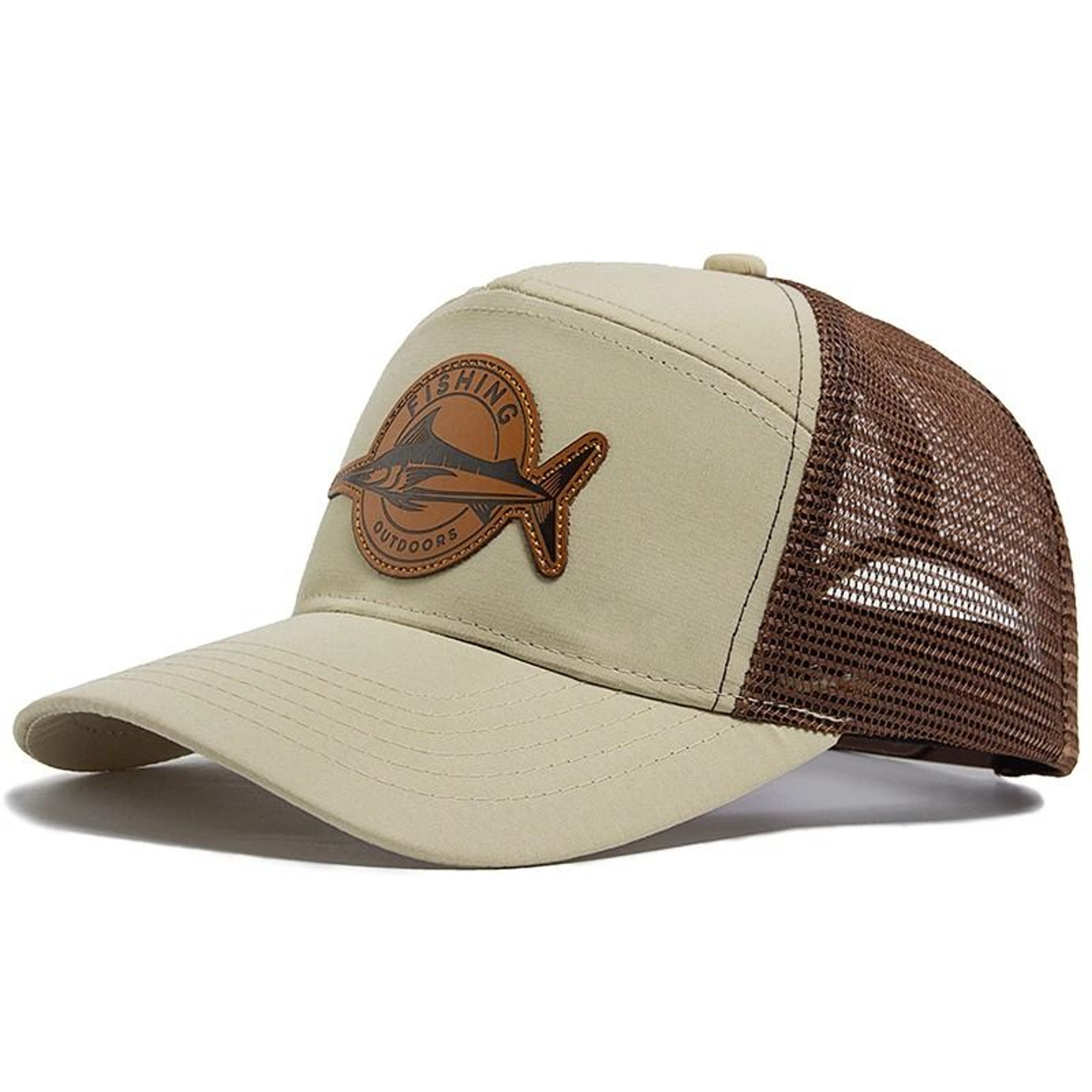 Shark Leather Label 7Panel Trucker Hat  Unisex Mesh Baseball Cap  Summer HipHop Visor 6