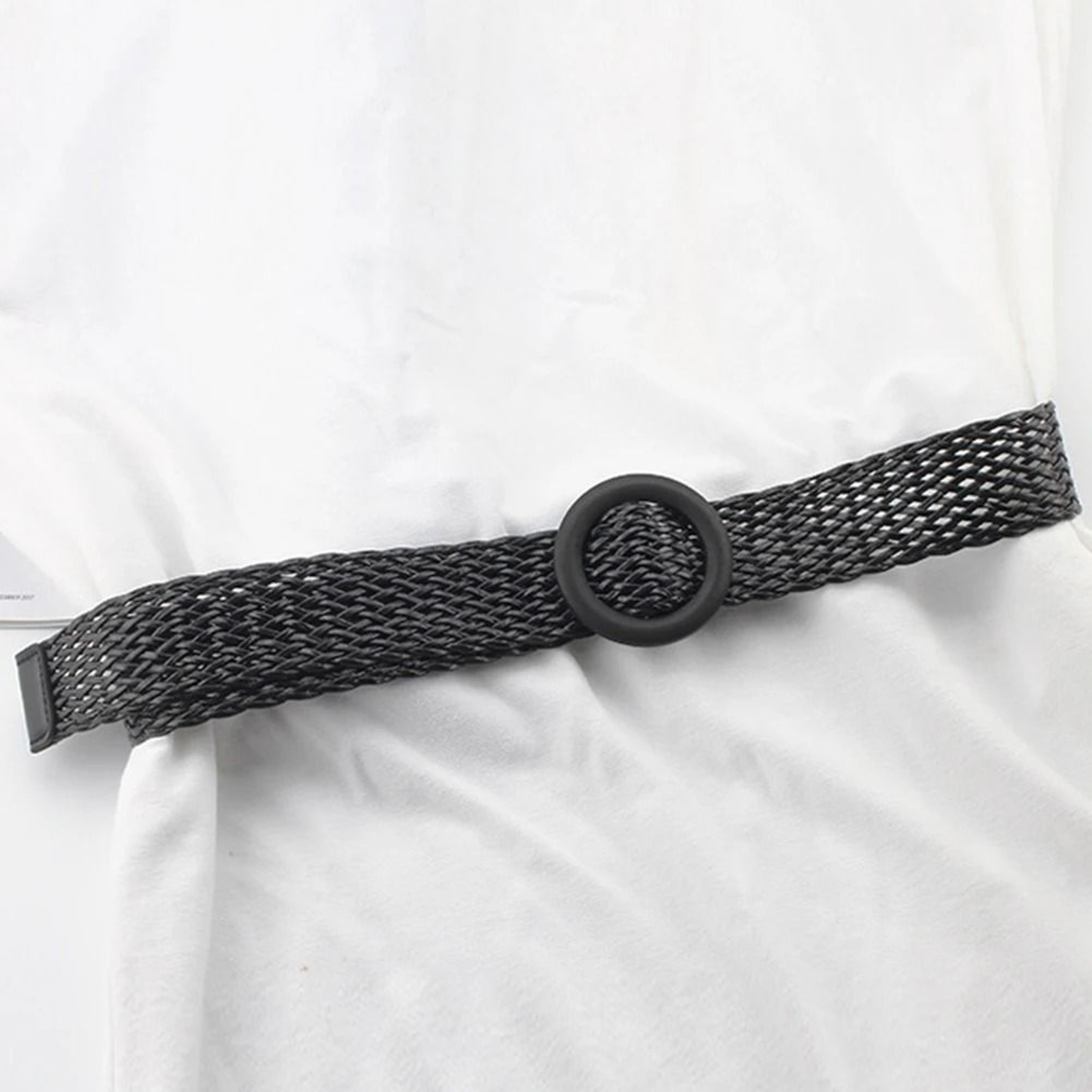 Womens Boho Braided Elastic Stretch Belt  Vintage Faux Straw Woven Waistband With Buckle For Dresse 5