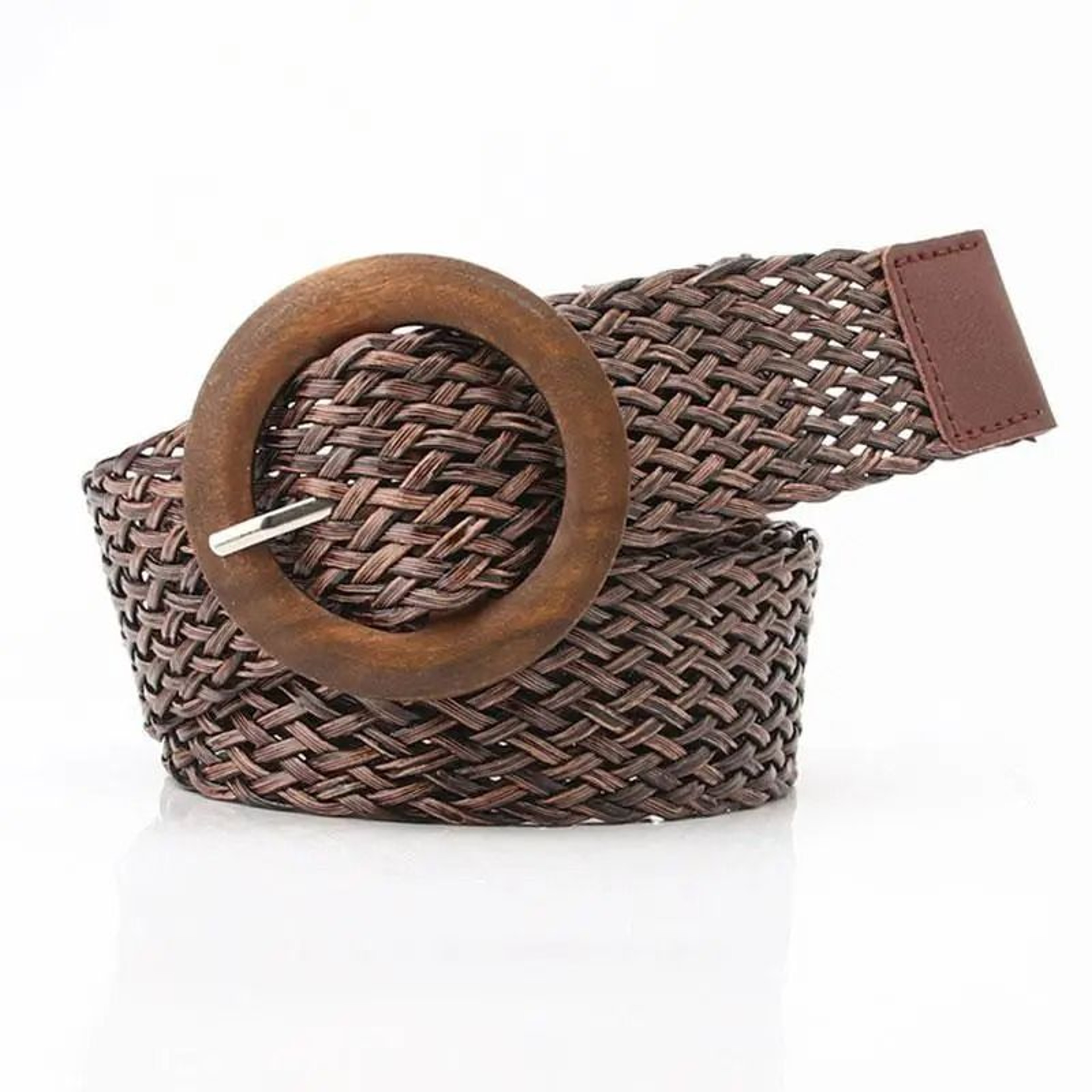 Womens Boho Braided Elastic Stretch Belt  Vintage Faux Straw Woven Waistband With Buckle For Dresse 7