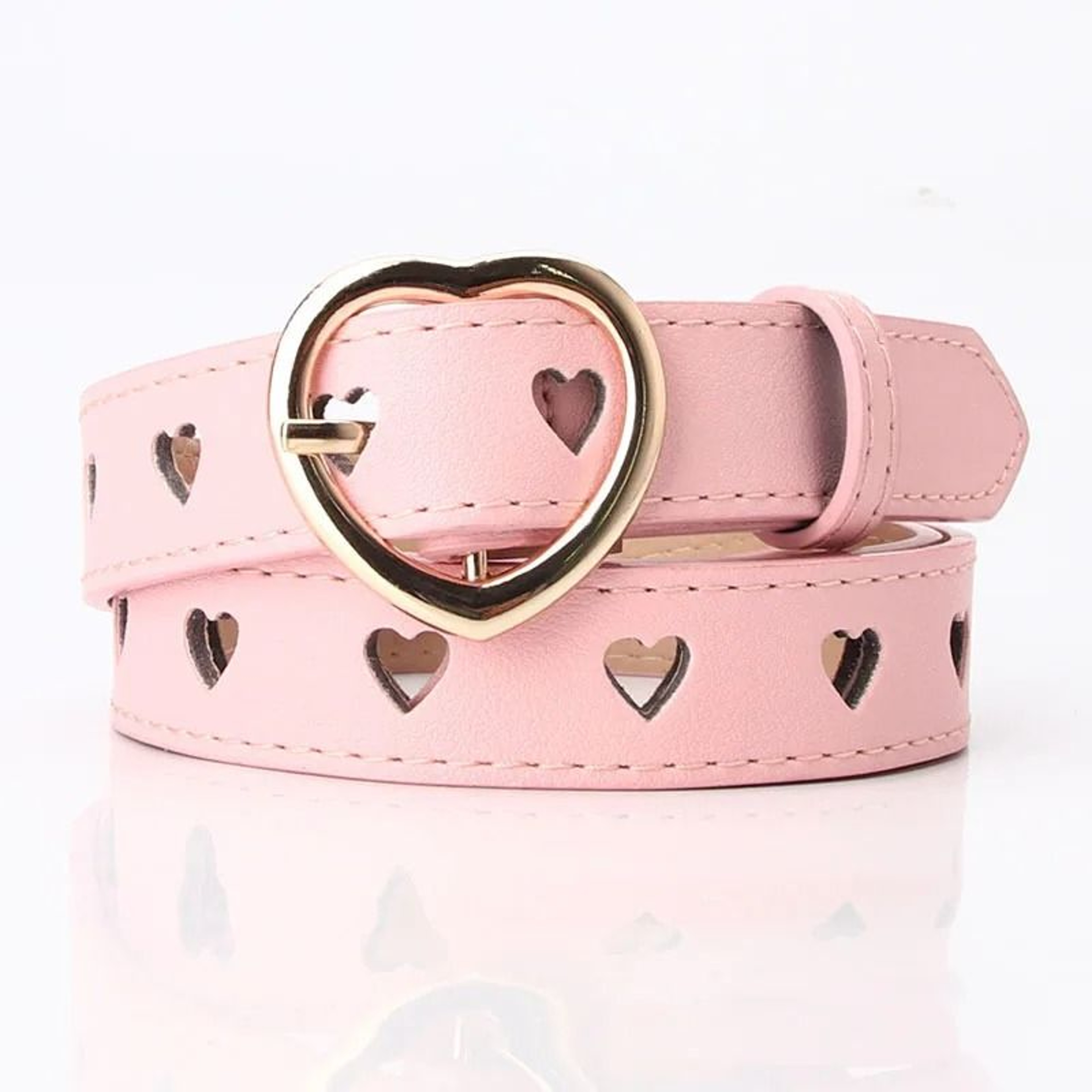 Womens Hollow Heart Pin Buckle Belt  Versatile Spring  Summer Faux Leather Waistband For Jeans  Dre 0