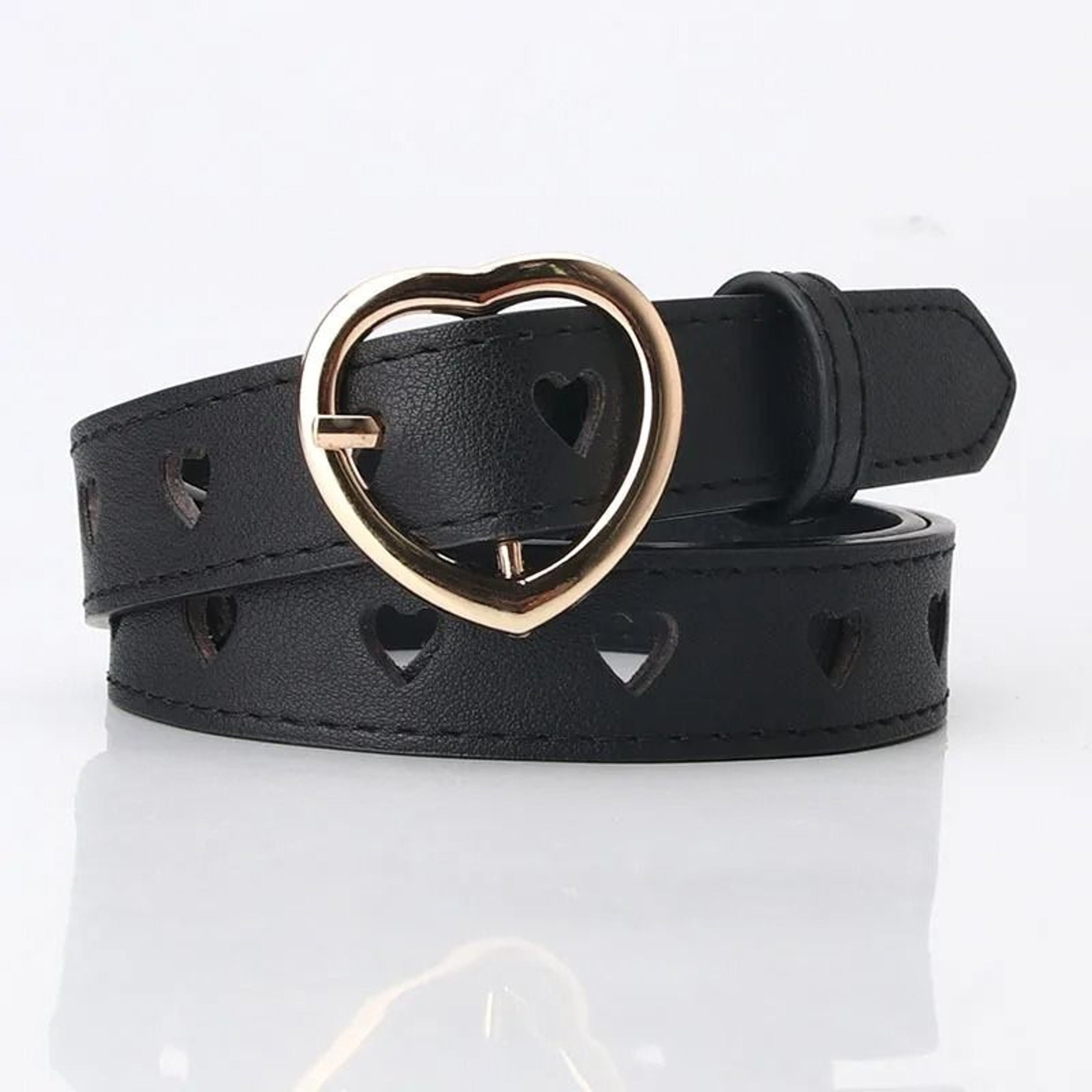 Womens Hollow Heart Pin Buckle Belt  Versatile Spring  Summer Faux Leather Waistband For Jeans  Dre 7