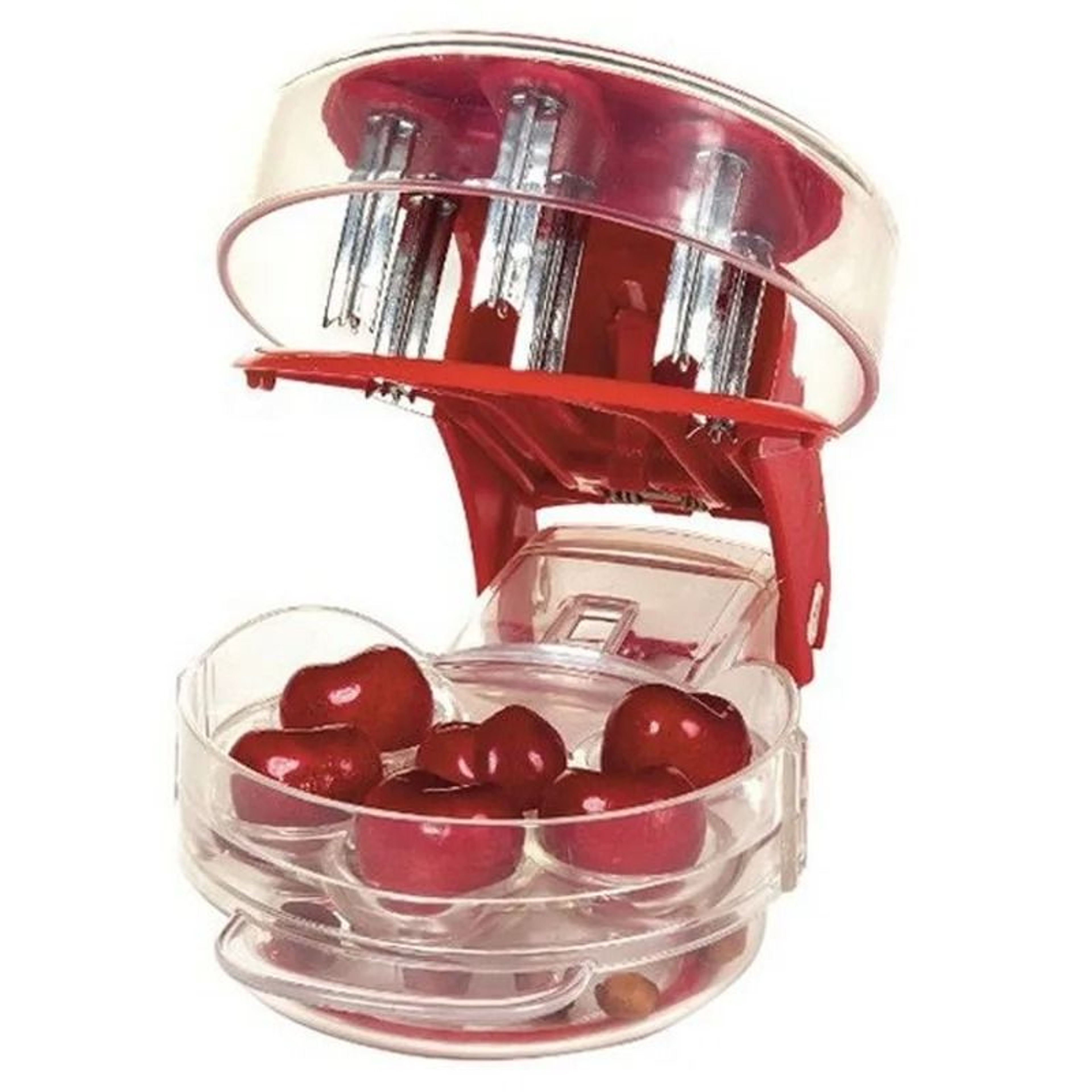 6Hole Cherry Corer With Pit Container  MultiCherry Seed Remover  Kitchen Fruit Pitter Tool 0