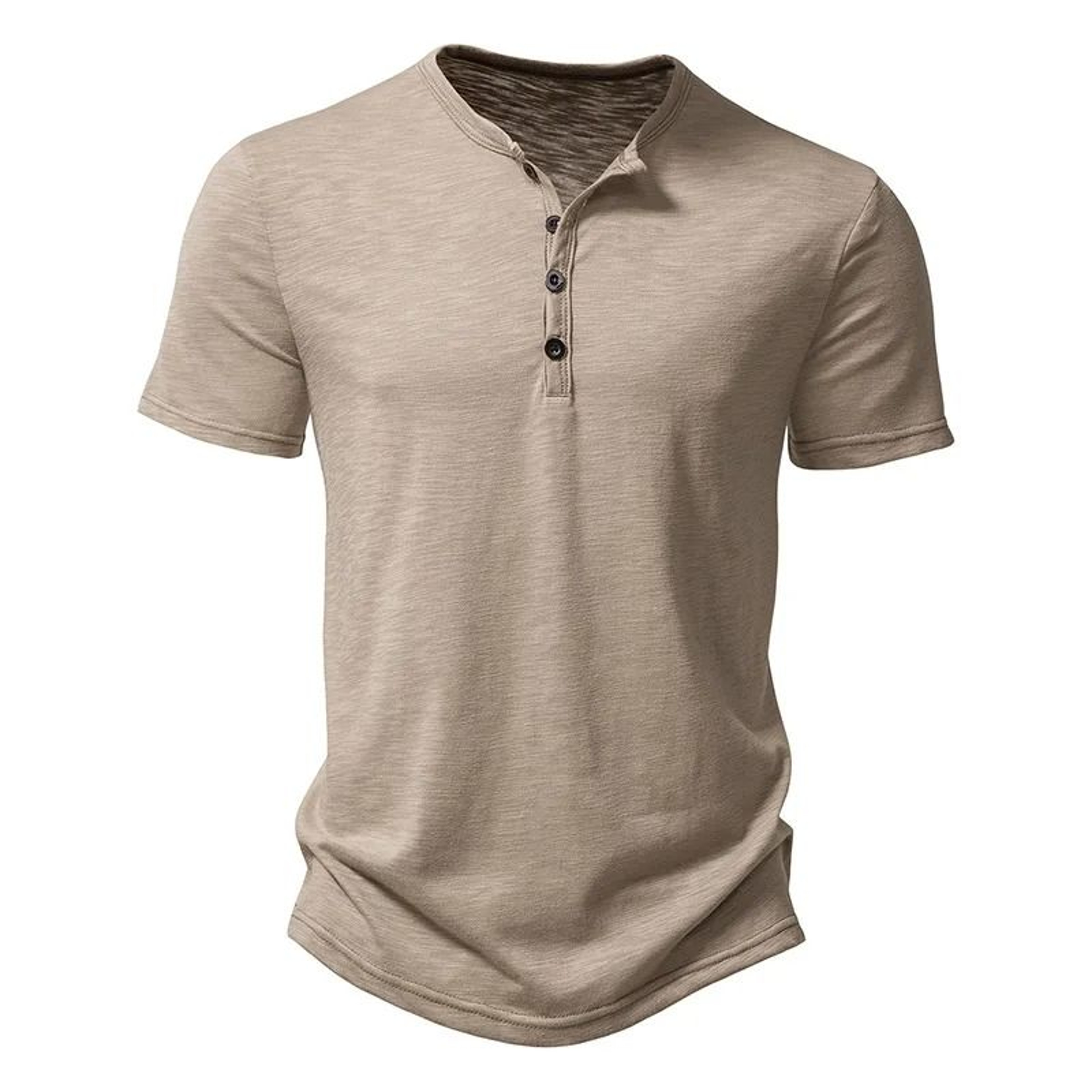Mens Premium Henley Collar Short Sleeve TShirt  HighQuality Casual Solid Color Summer Polo Shirt 7